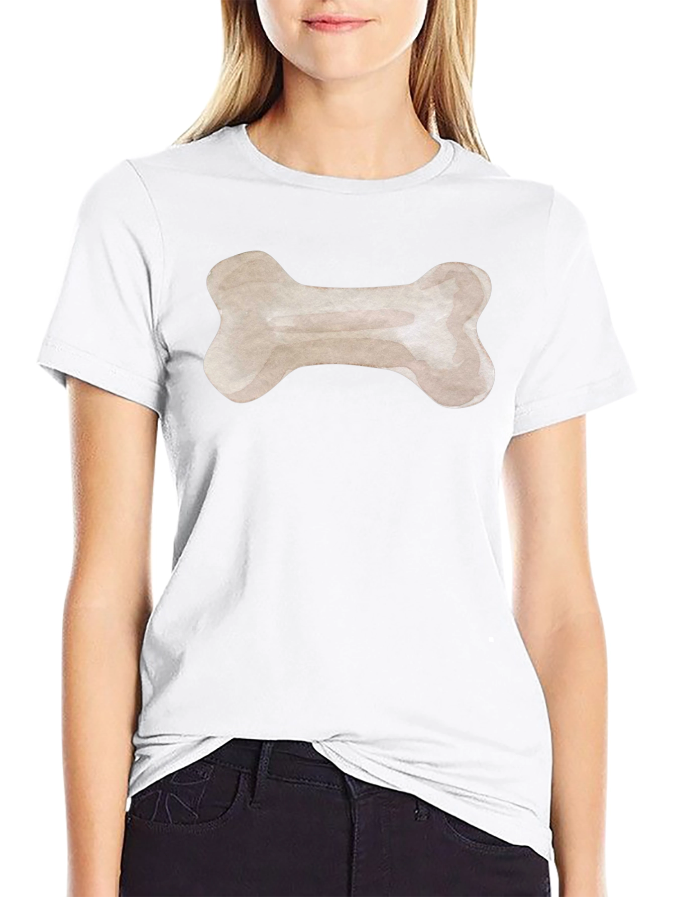 Dog Bone Graphic Tee - Black Cotton T-Shirt