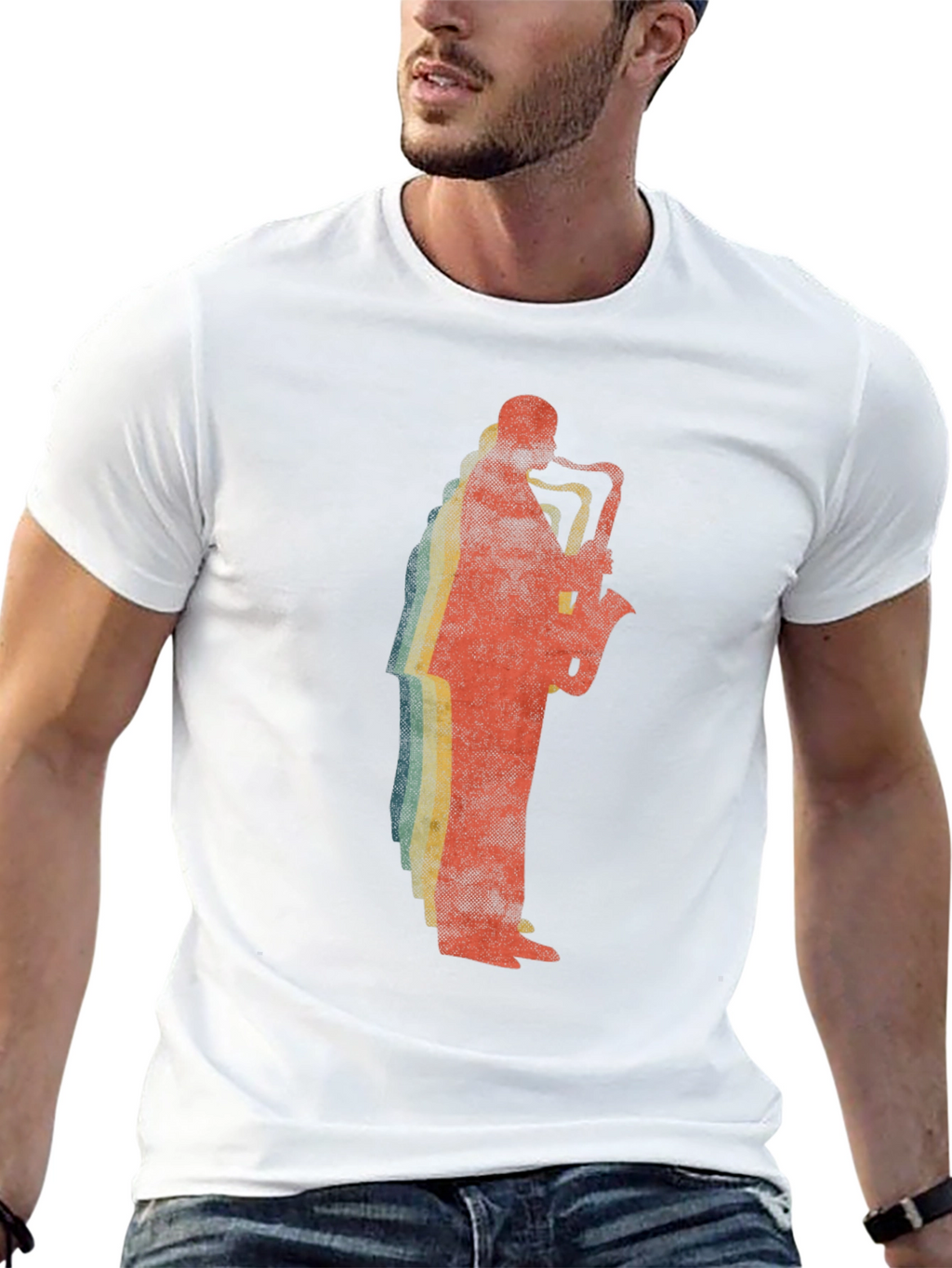 Saxophone Player Graphic Tee - Retro Style