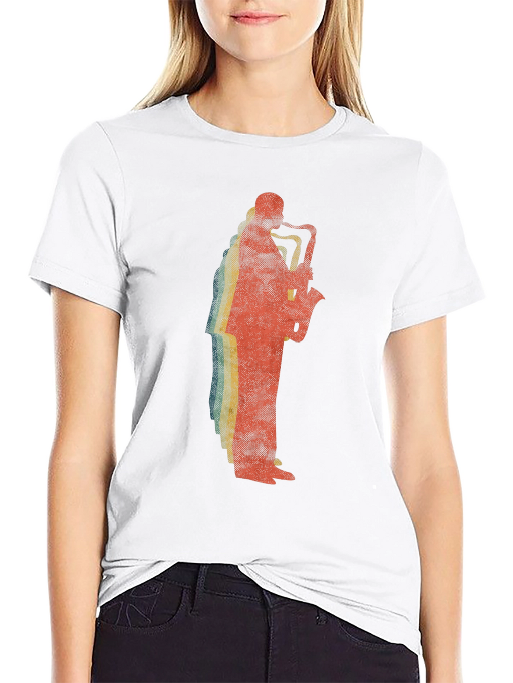 Saxophone Player Graphic Tee - Retro Style