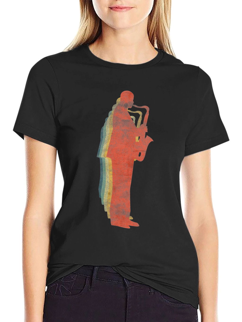 Saxophone Player Graphic Tee - Retro Style