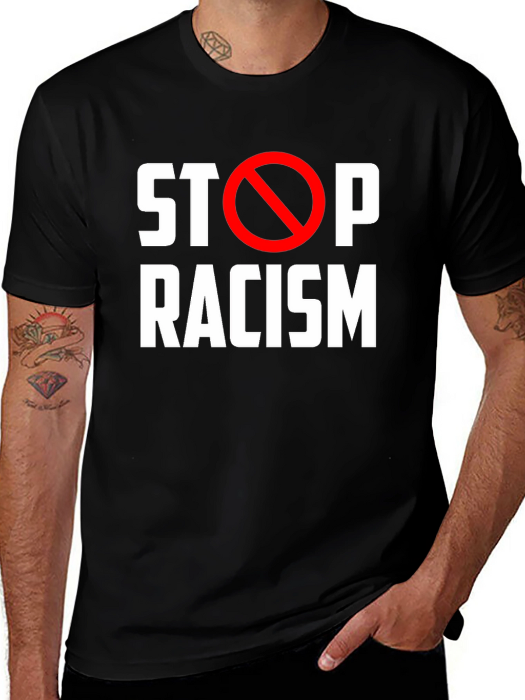 Stop Racism Black T-Shirt
