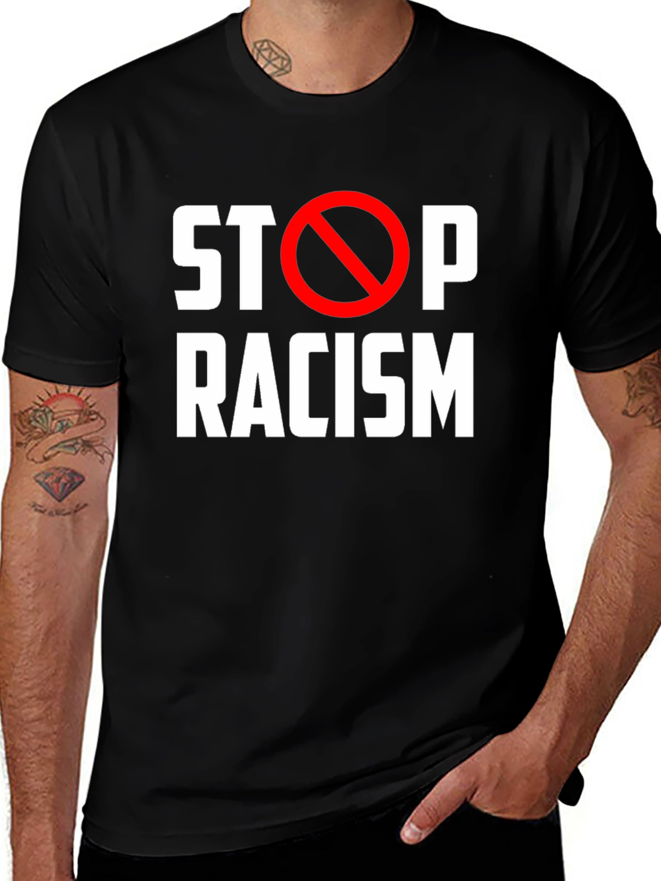Stop Racism Black T-Shirt