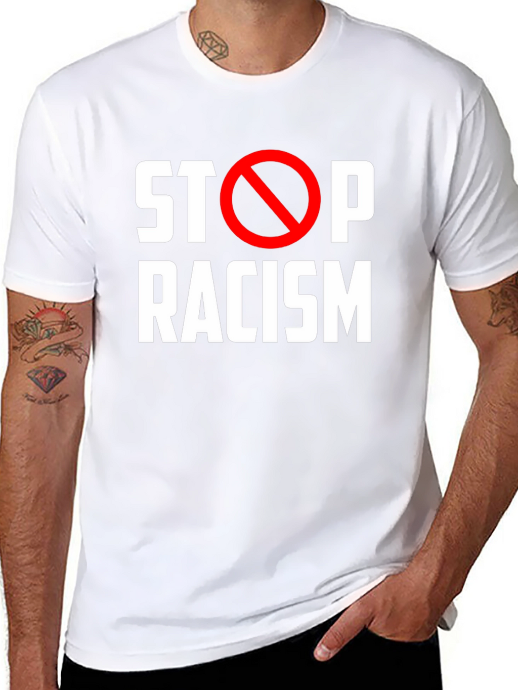Stop Racism Black T-Shirt
