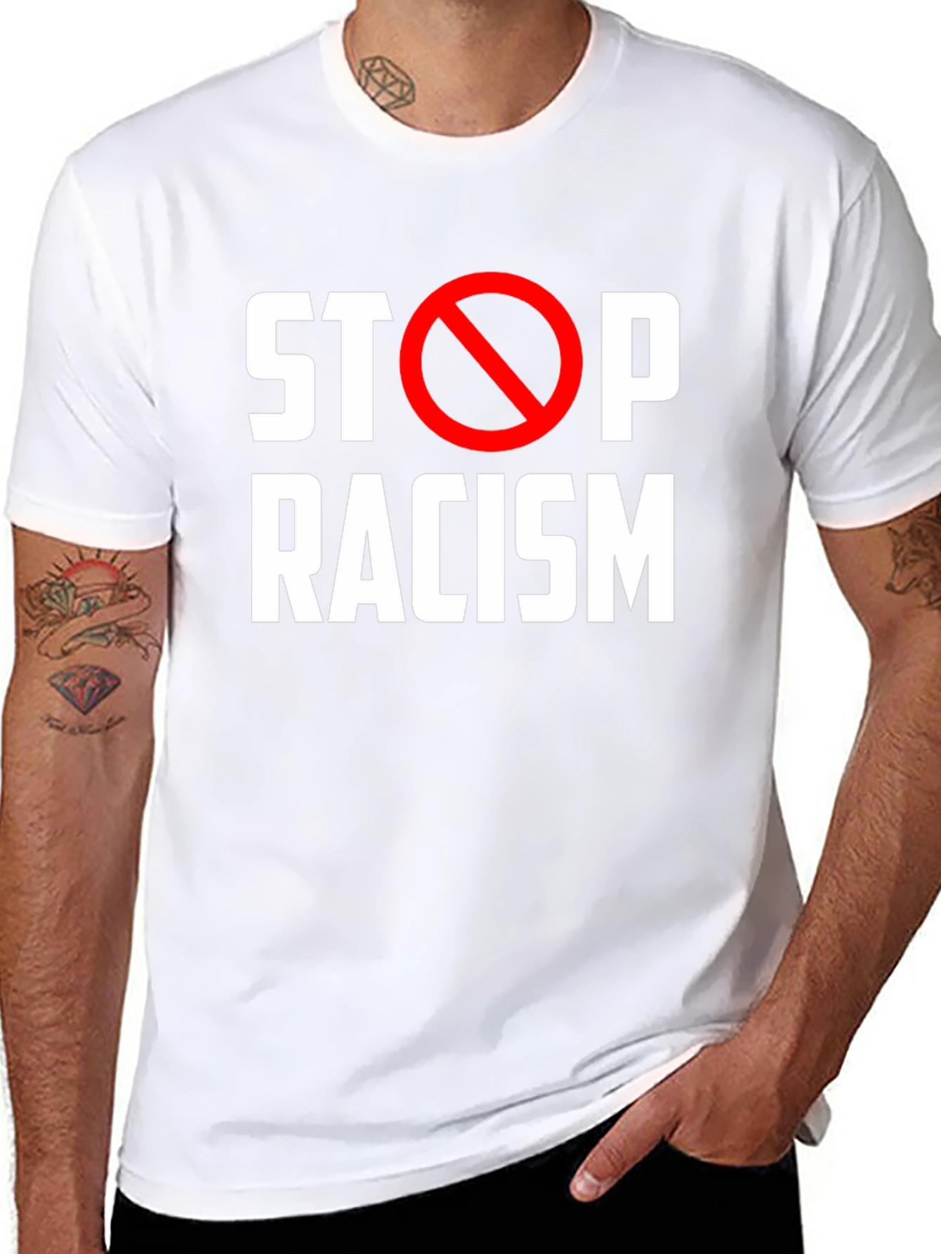 Stop Racism Black T-Shirt