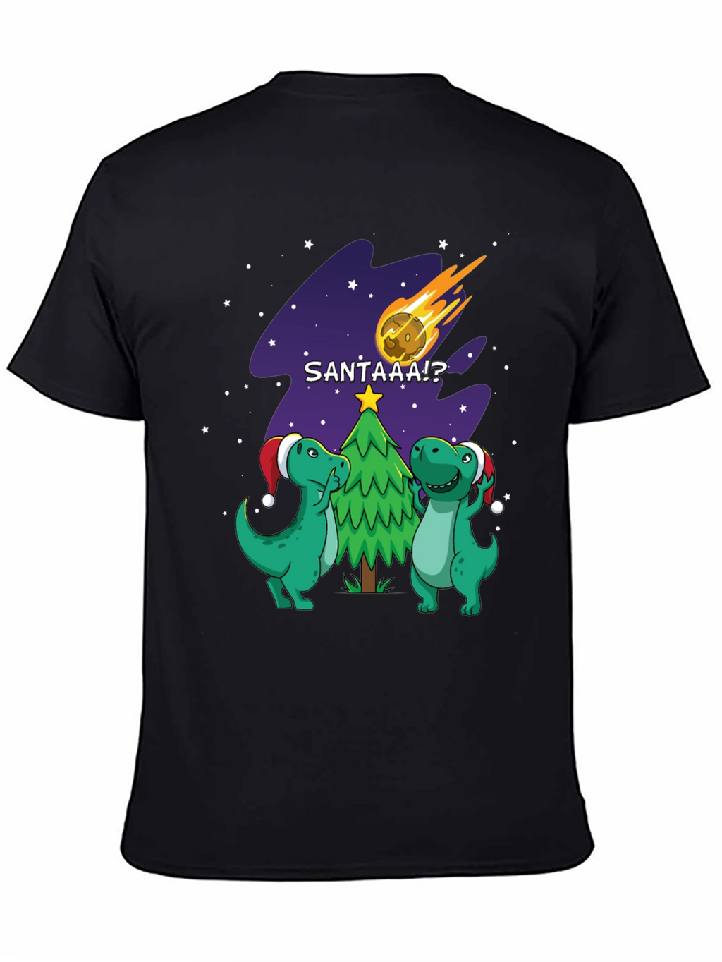 Dinosaur Santa Comet Christmas T-Shirt