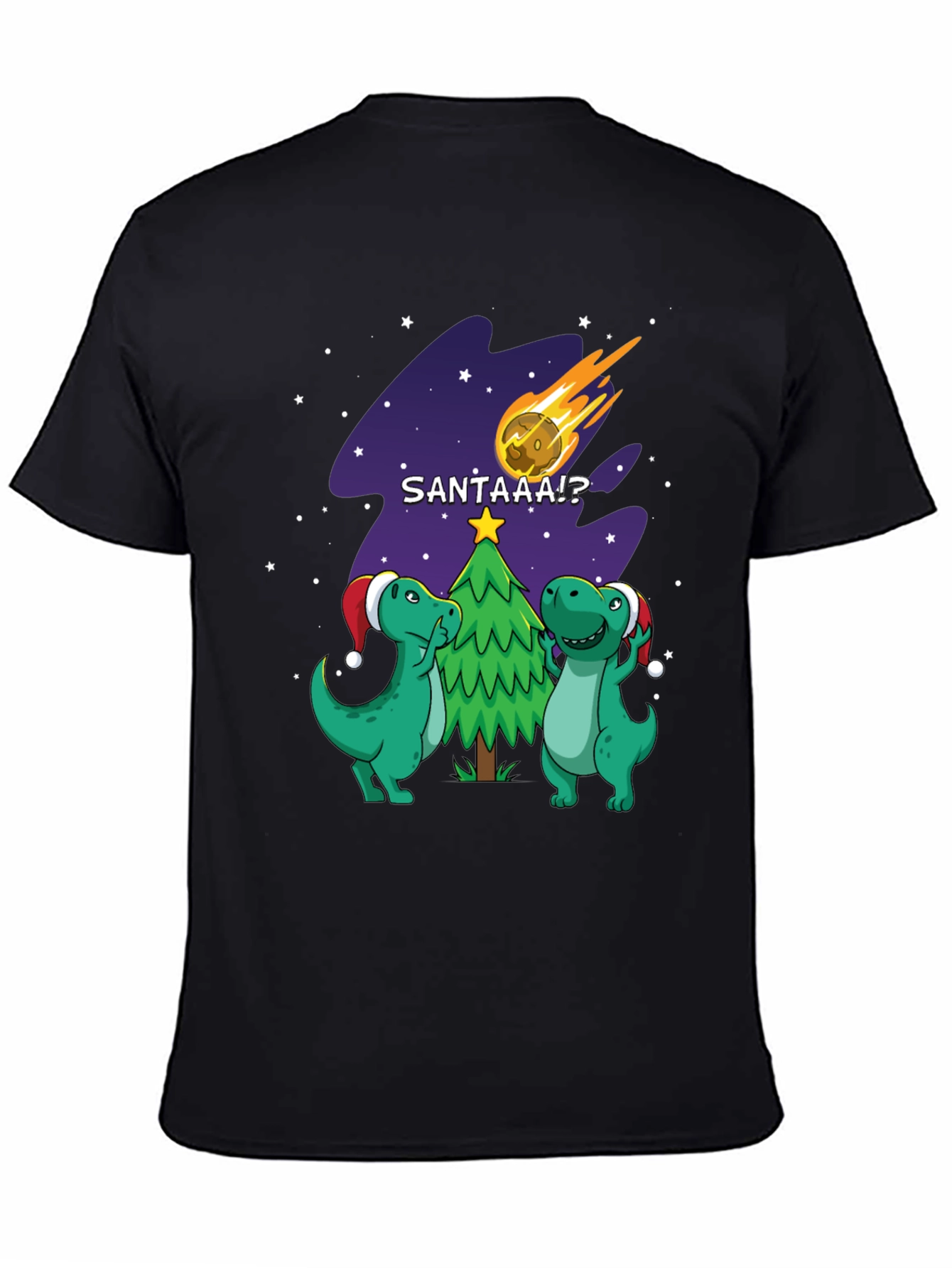 Dinosaur Santa Comet Christmas T-Shirt