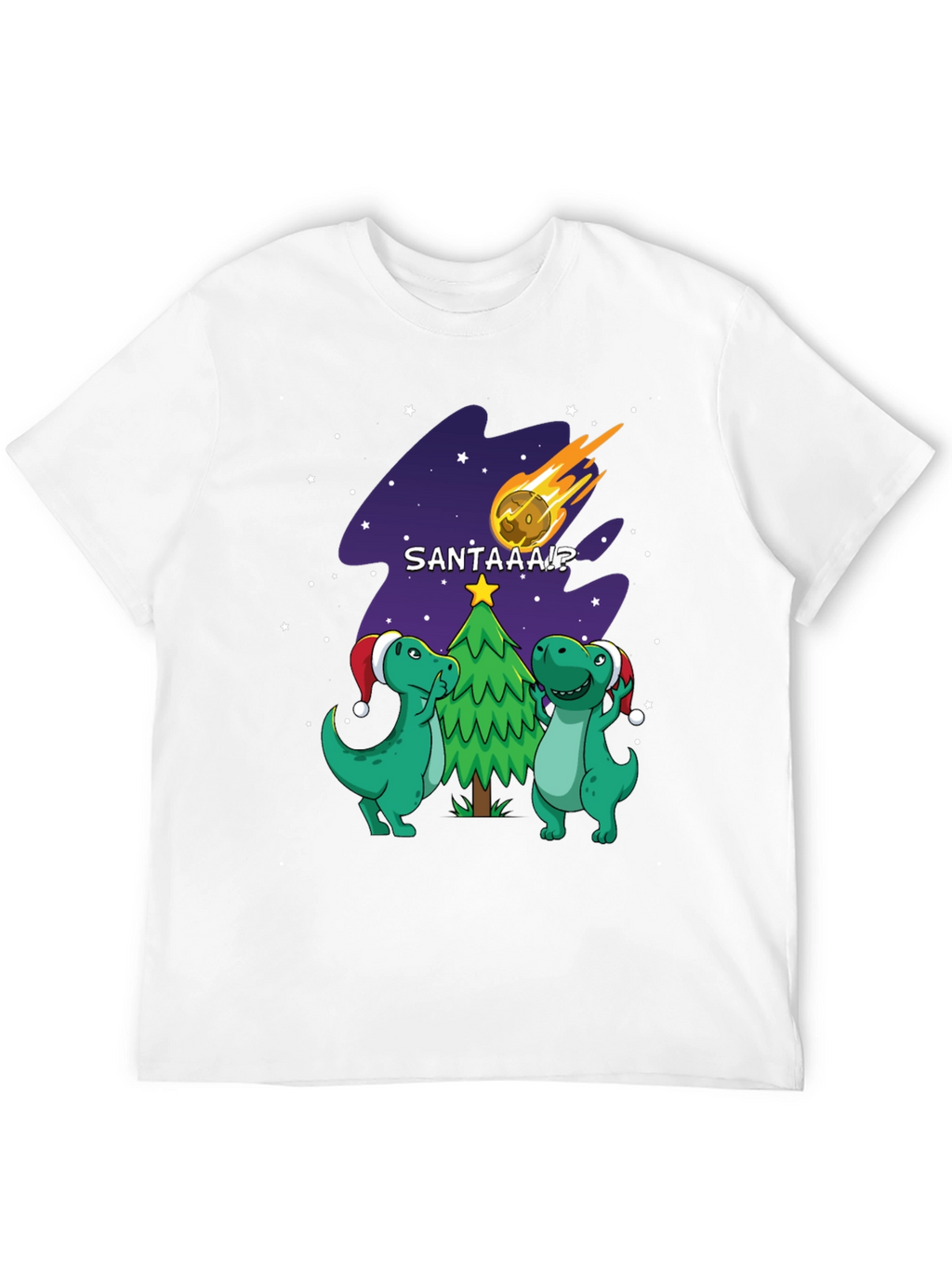 Dinosaur Santa Comet Christmas T-Shirt