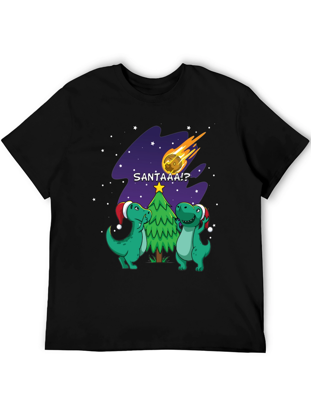 Dinosaur Santa Comet Christmas T-Shirt