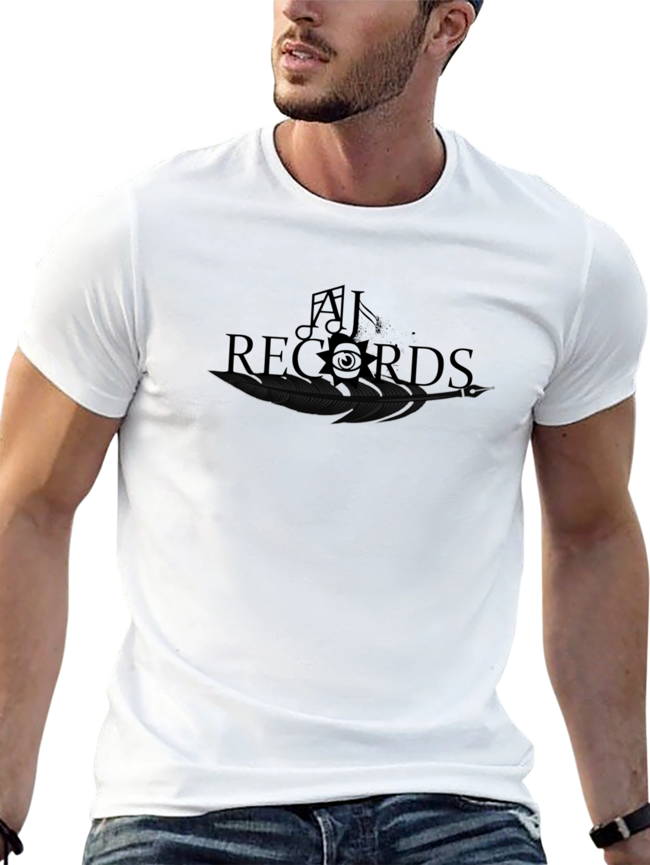 AJ Records Black Graphic T-Shirt