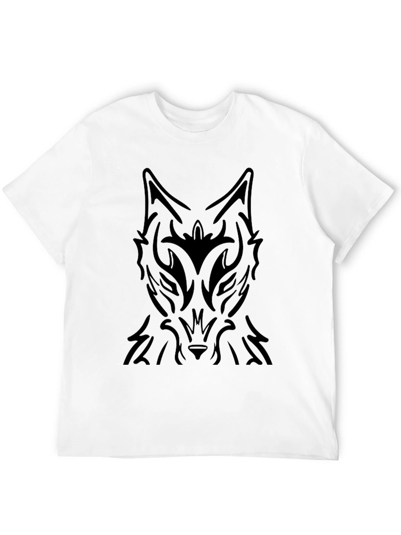 Tribal Wolf Graphic Black T-Shirt
