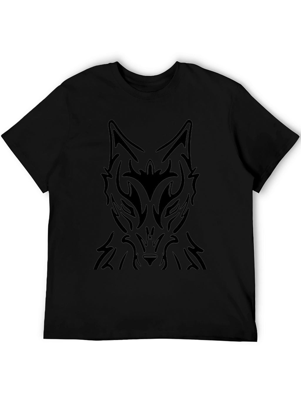 Tribal Wolf Graphic Black T-Shirt
