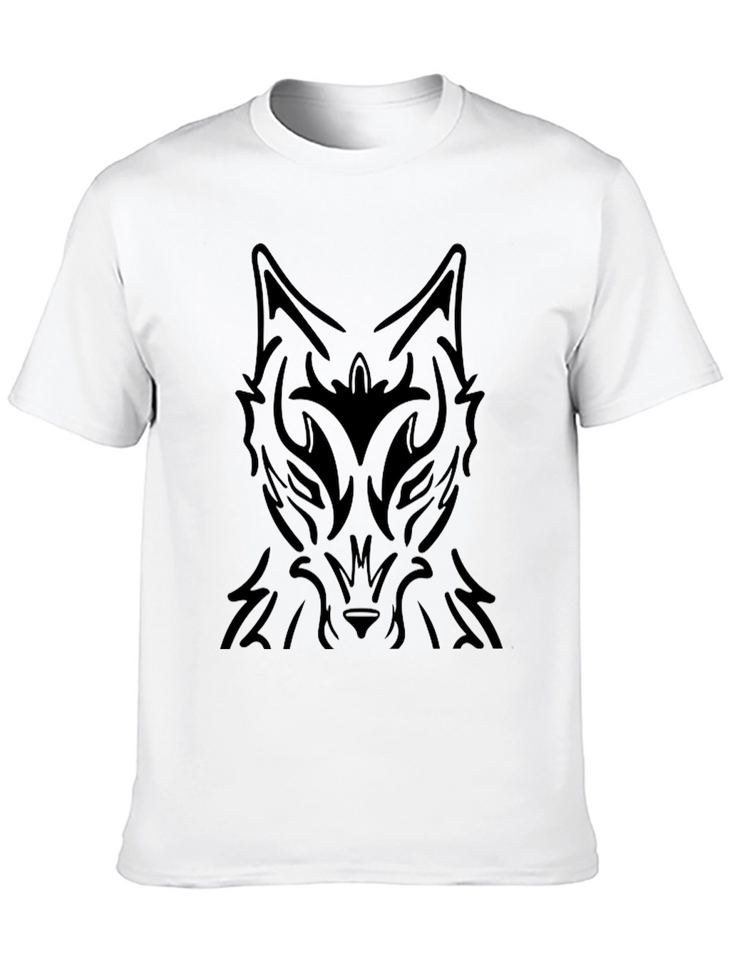 Tribal Wolf Graphic Black T-Shirt