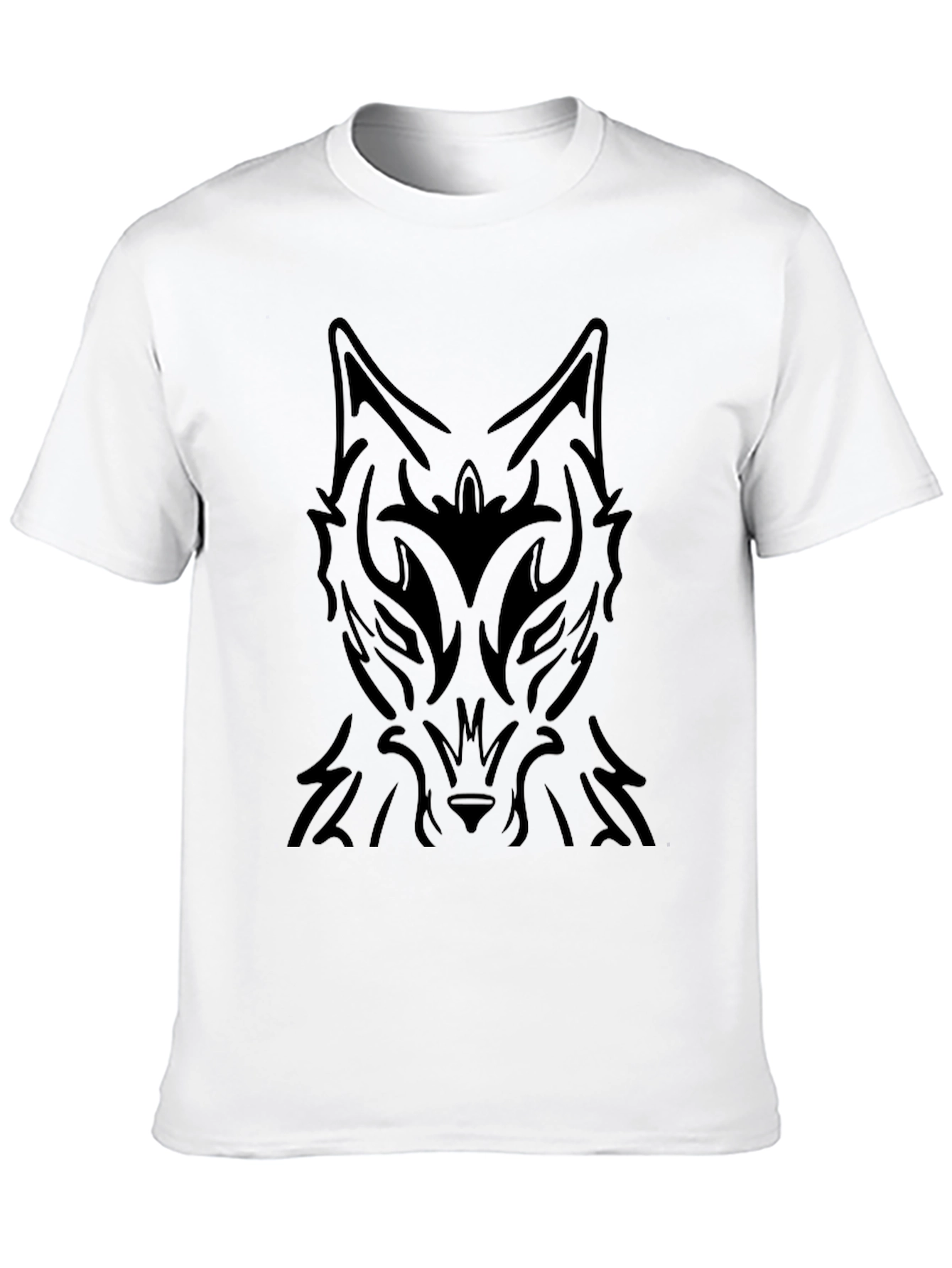 Tribal Wolf Graphic Black T-Shirt