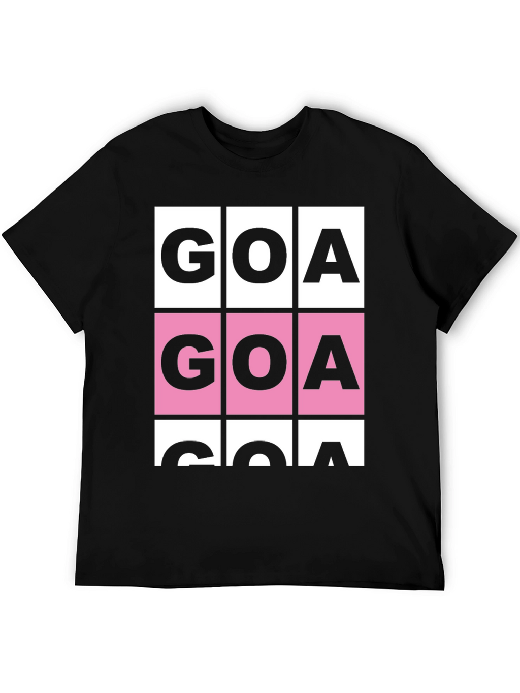 GOA Graphic T-Shirt - Pink & White Block Print
