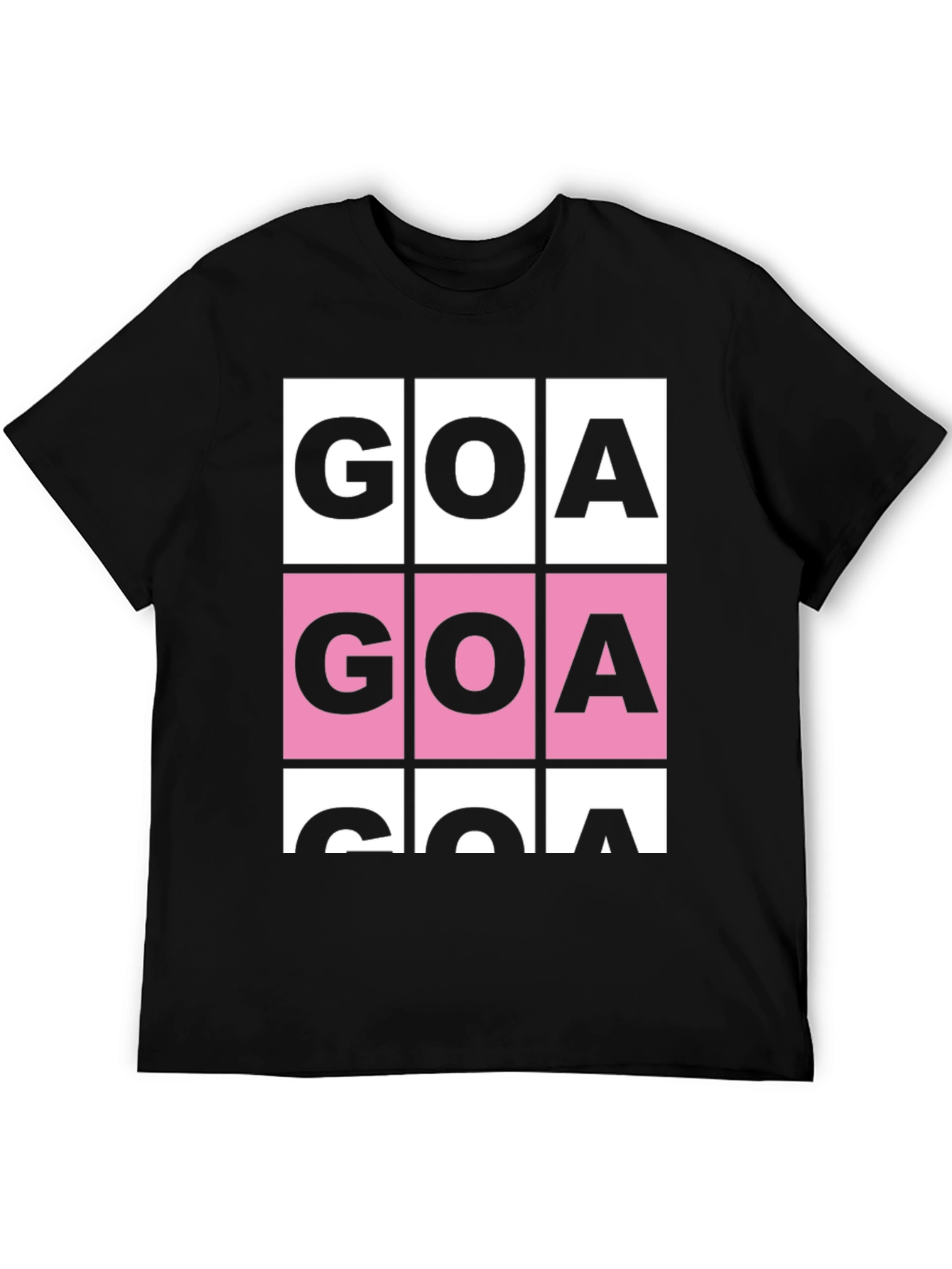 GOA Graphic T-Shirt - Pink & White Block Print