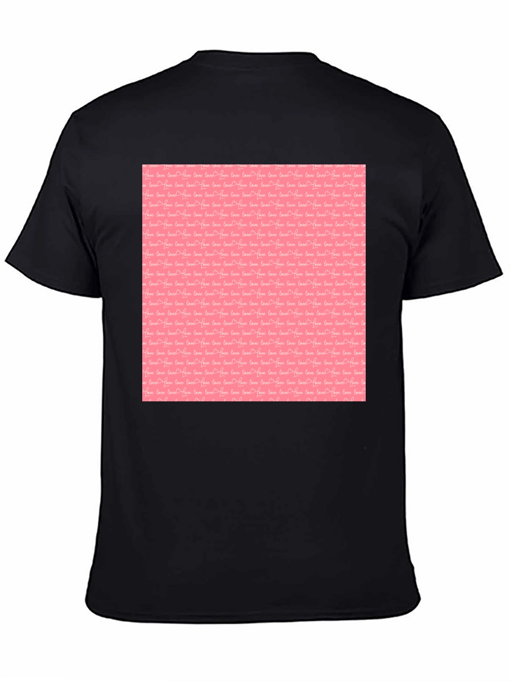 Black Tee with Pink Love Pattern