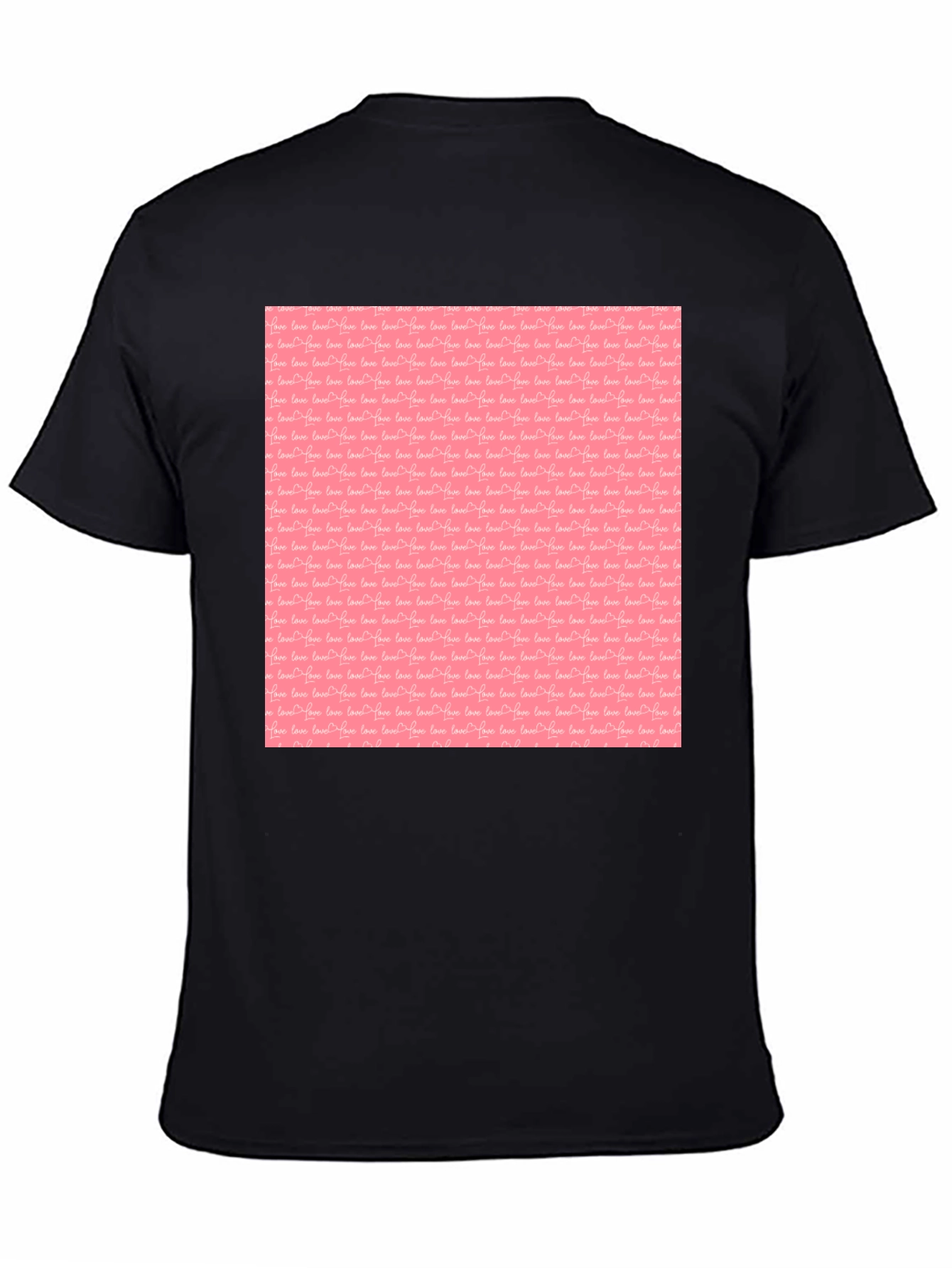 Black Tee with Pink Love Pattern