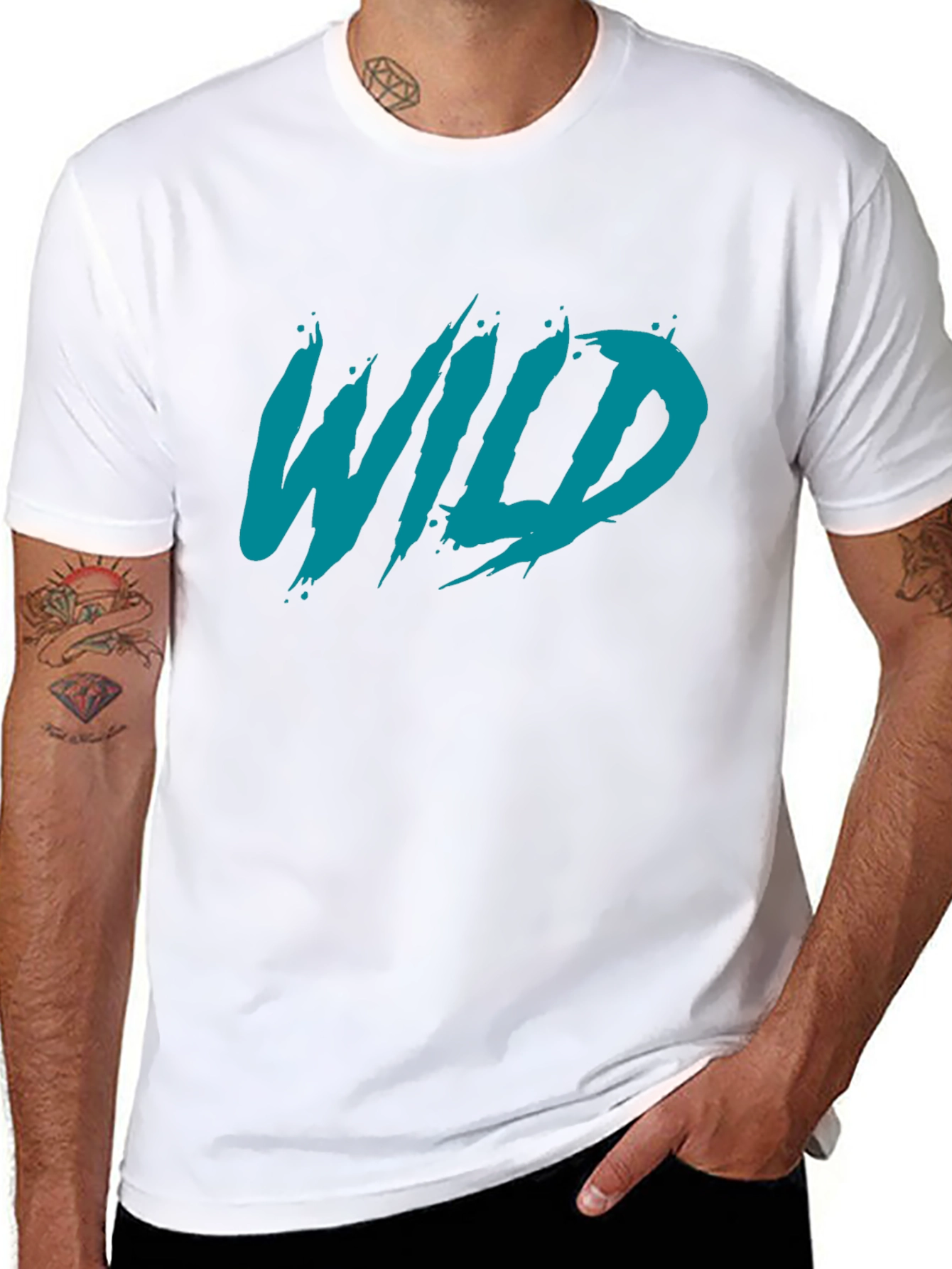 Mens Black WILD Graphic T-Shirt