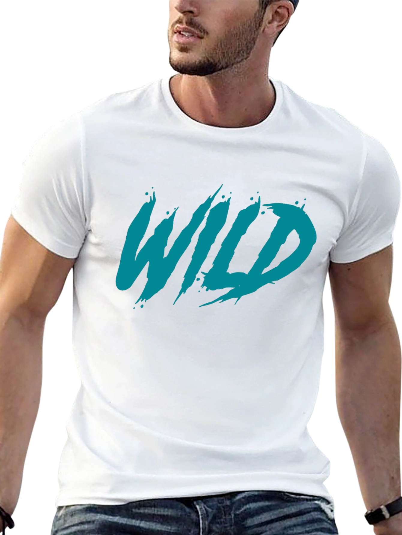 Mens Black WILD Graphic T-Shirt