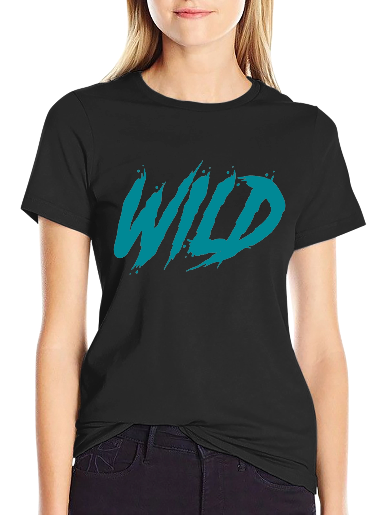 Mens Black WILD Graphic T-Shirt