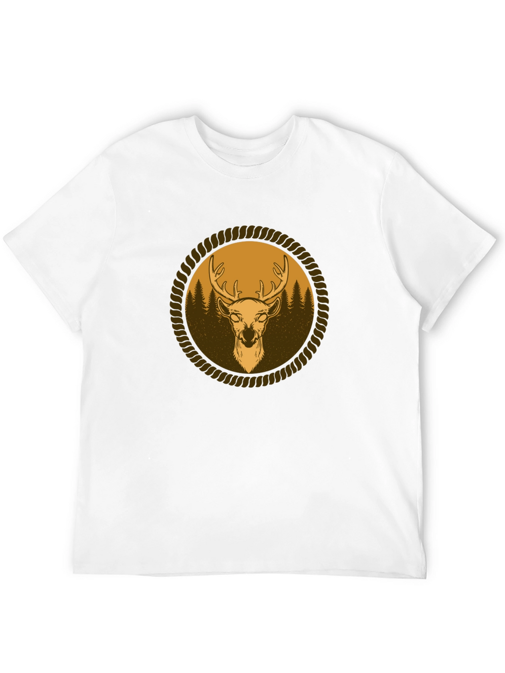 Mens Black T-Shirt with Deer Graphic