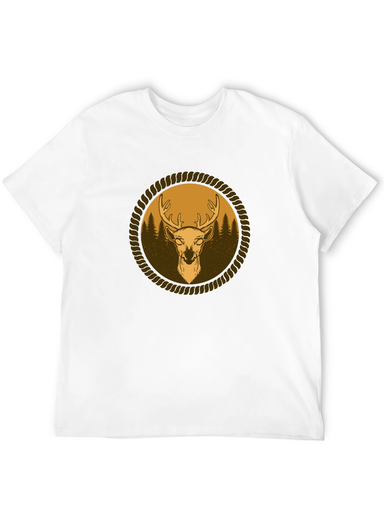 Mens Black T-Shirt with Deer Graphic