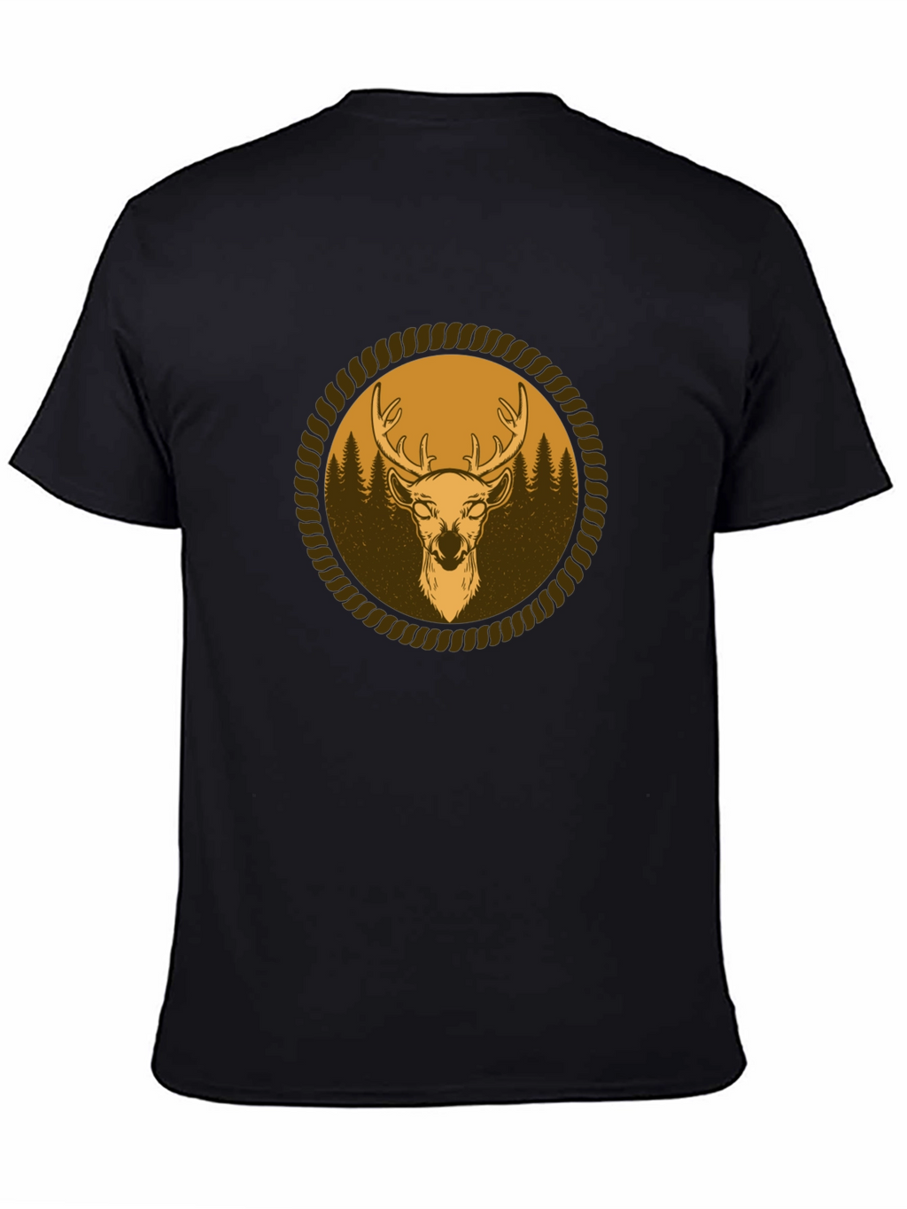 Mens Black T-Shirt with Deer Graphic