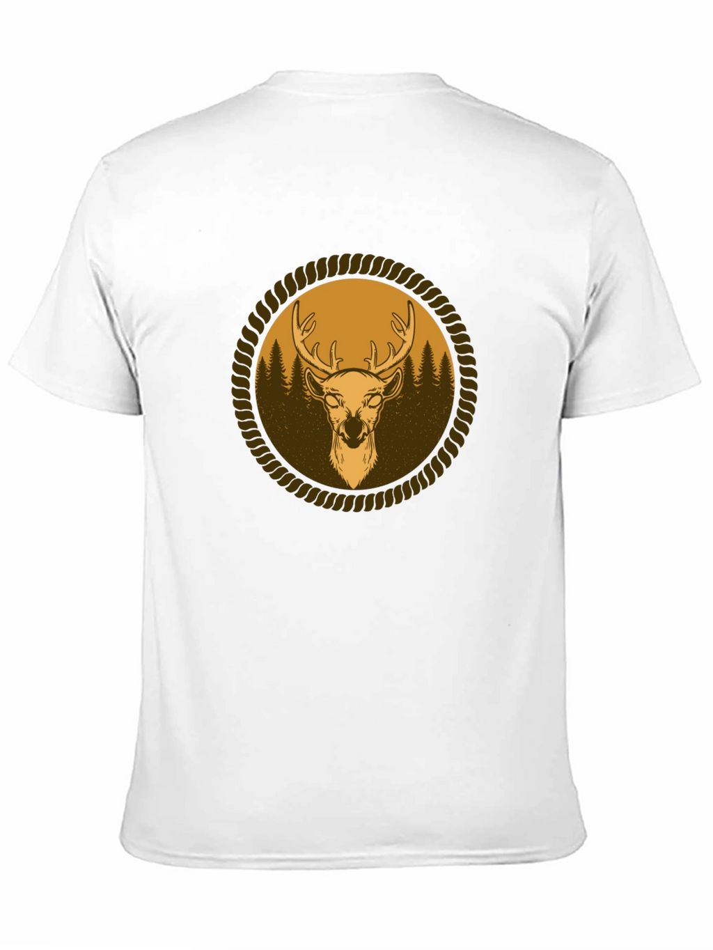 Mens Black T-Shirt with Deer Graphic
