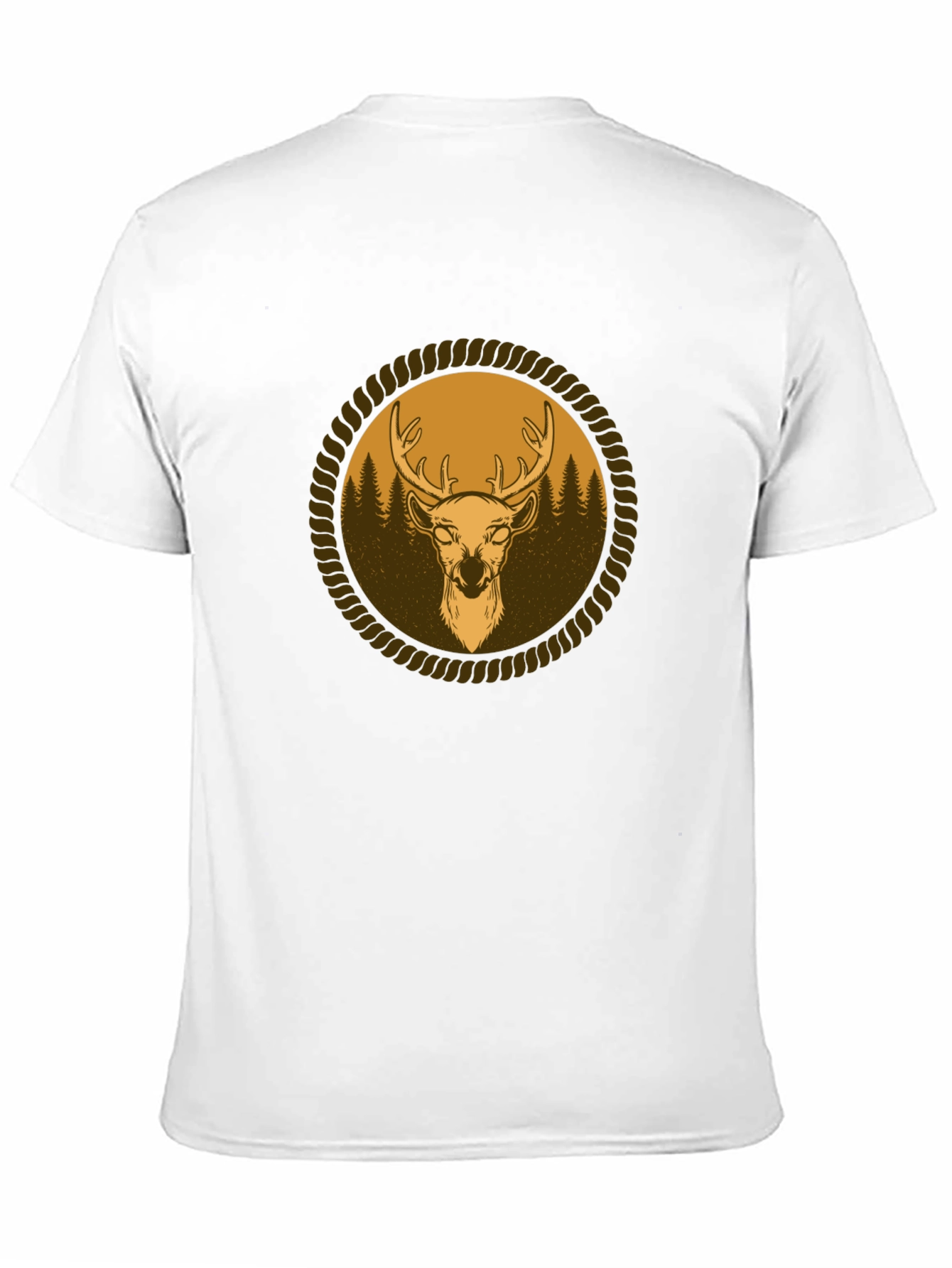 Mens Black T-Shirt with Deer Graphic