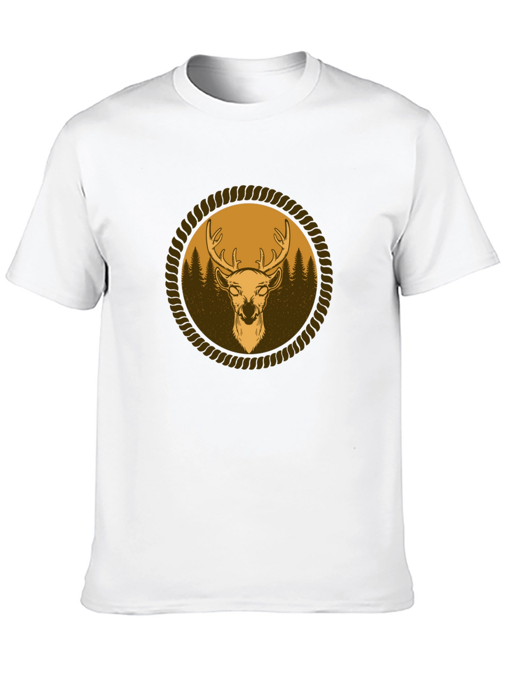 Mens Black T-Shirt with Deer Graphic