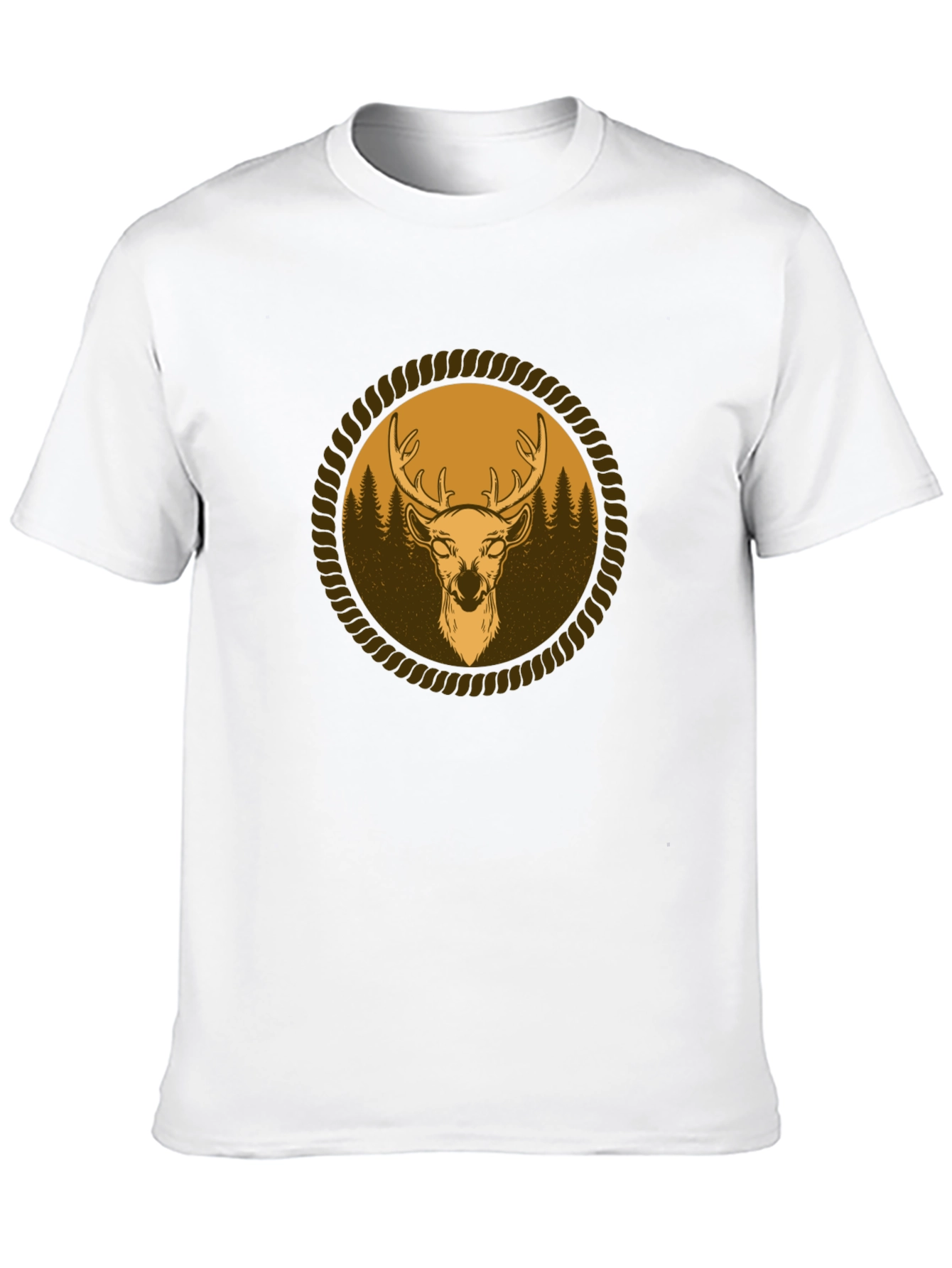 Mens Black T-Shirt with Deer Graphic