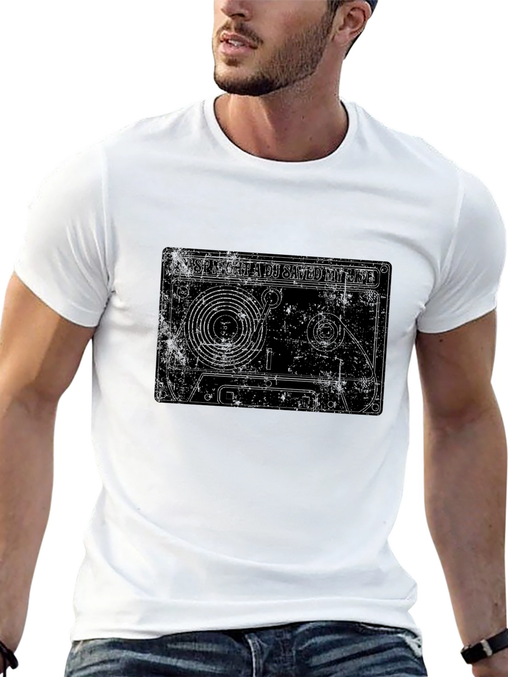 DJ Saved My Life Retro Cassette Graphic T-Shirt