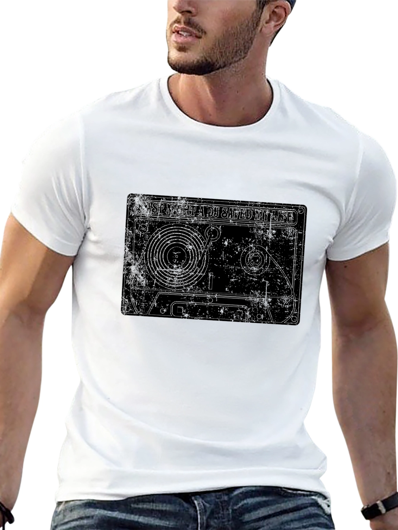 DJ Saved My Life Retro Cassette Graphic T-Shirt