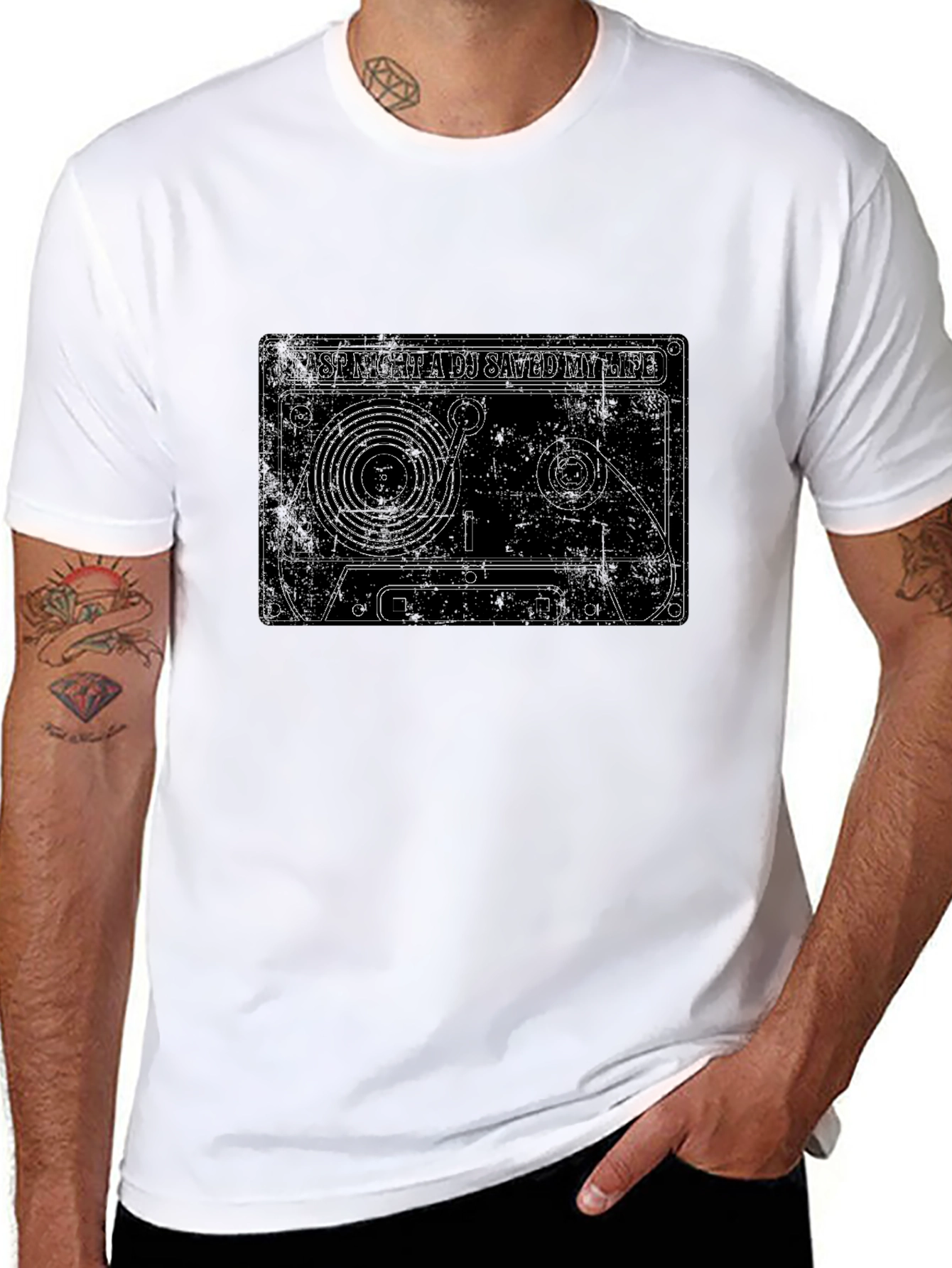DJ Saved My Life Retro Cassette Graphic T-Shirt