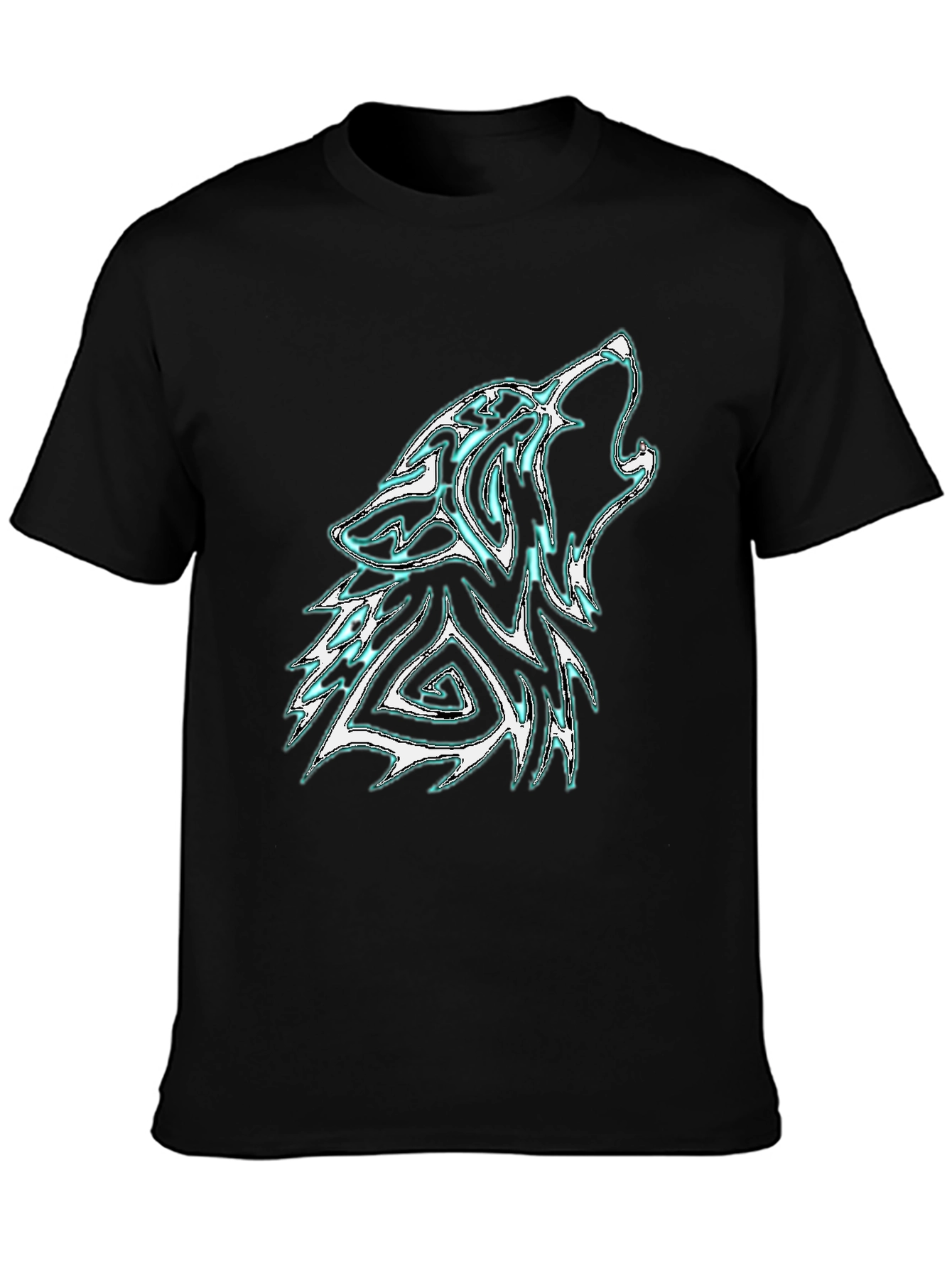 Mens Black Wolf Graphic Tee