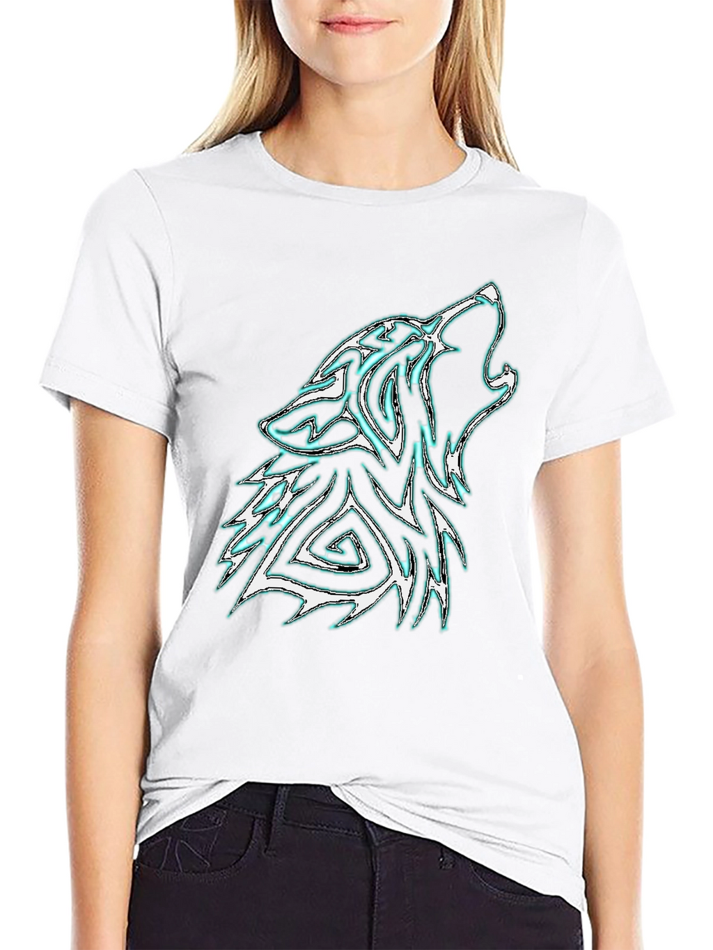 Mens Black Wolf Graphic Tee