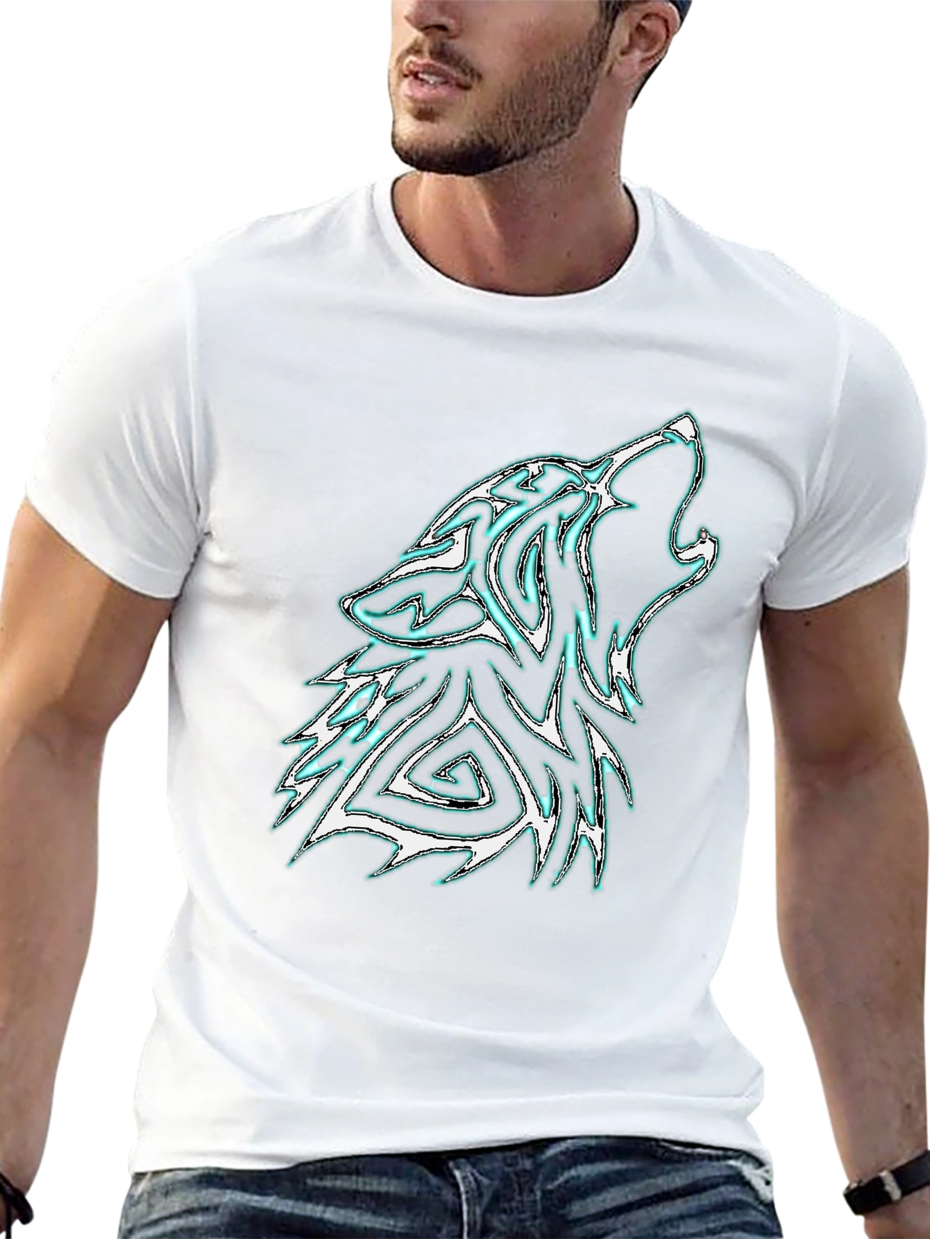 Mens Black Wolf Graphic Tee