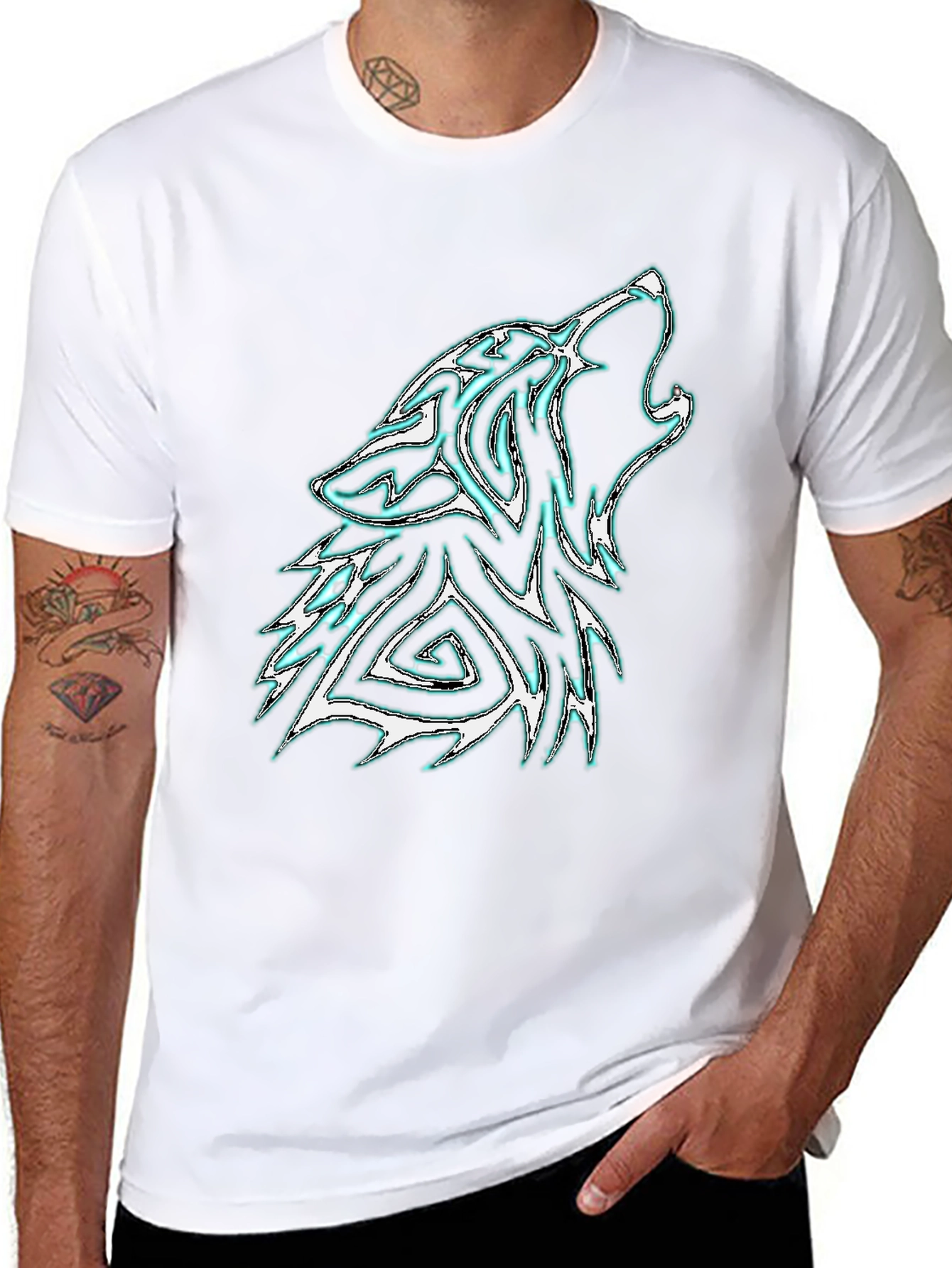 Mens Black Wolf Graphic Tee