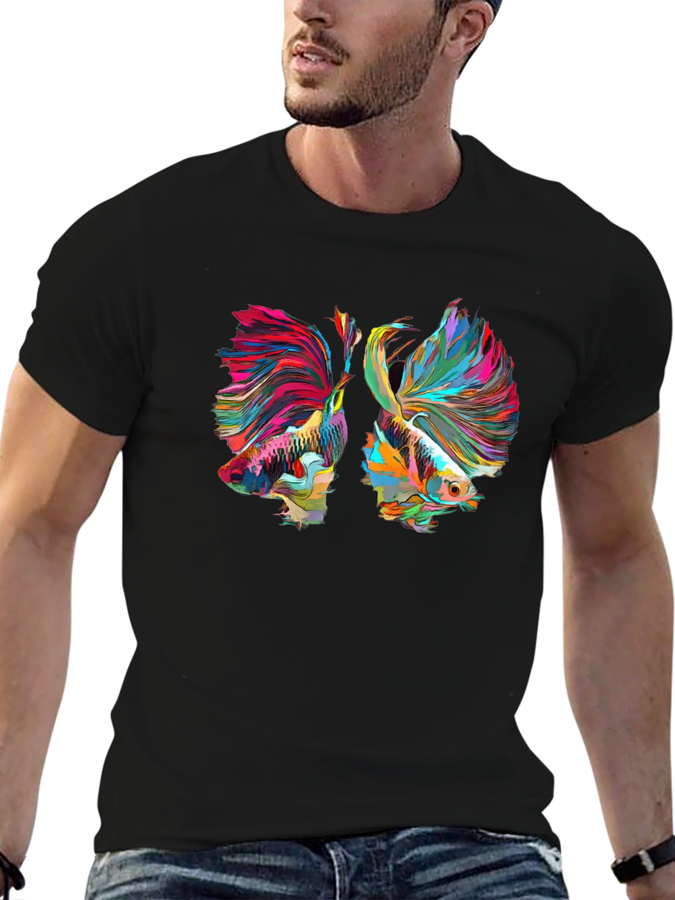 Betta Fish Graphic Tee - Vivid Colors Modern Design