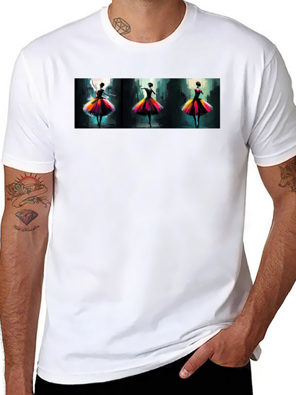 Dancing Ballerinas Graphic Black T-Shirt