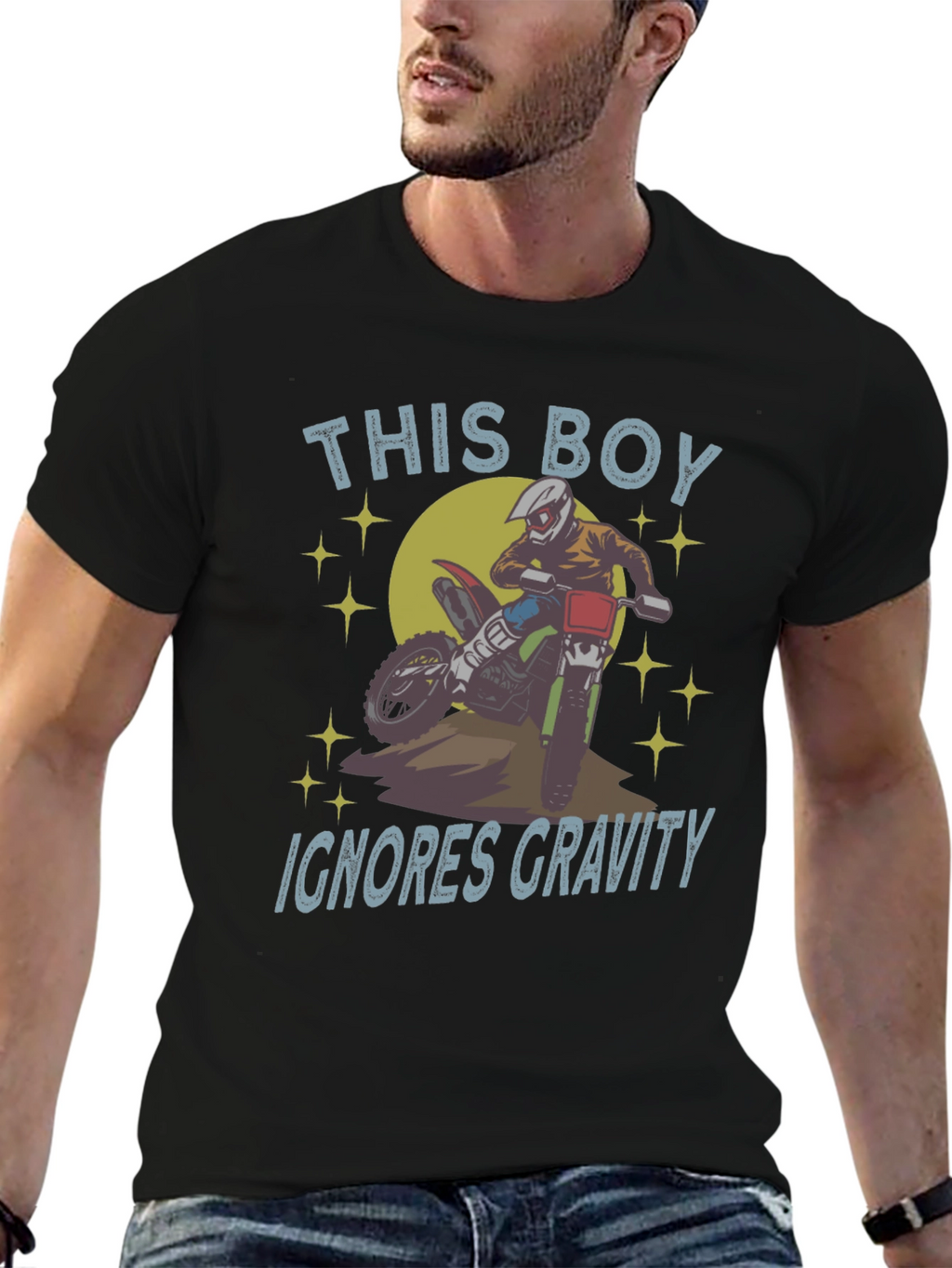 This Boy Ignores Gravity T-Shirt - Motocross Design