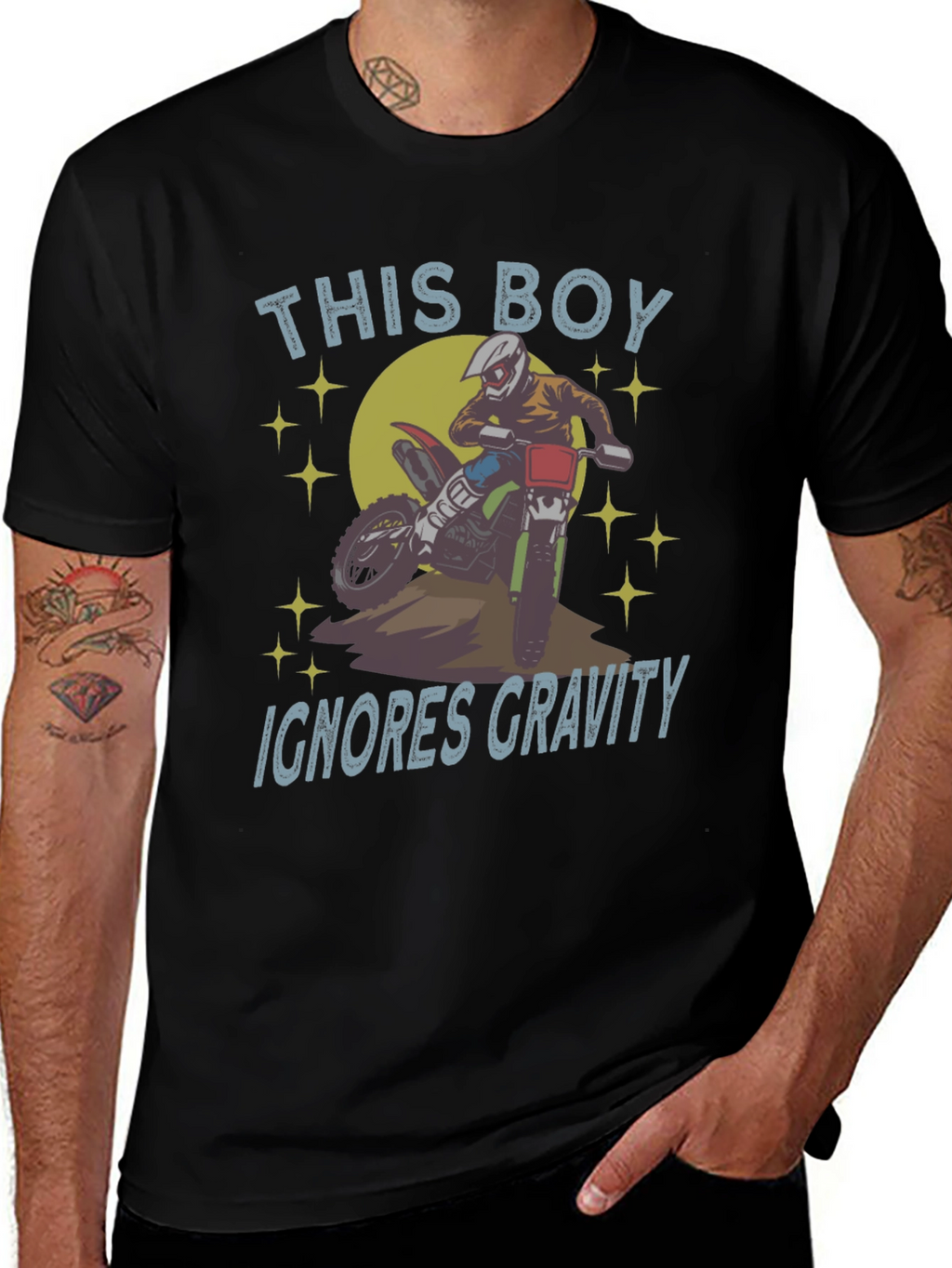 This Boy Ignores Gravity T-Shirt - Motocross Design