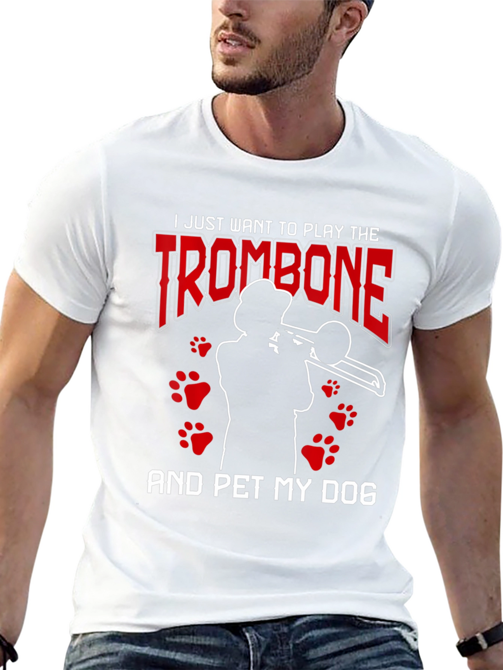 Trombone & Dog Lover Graphic Tee