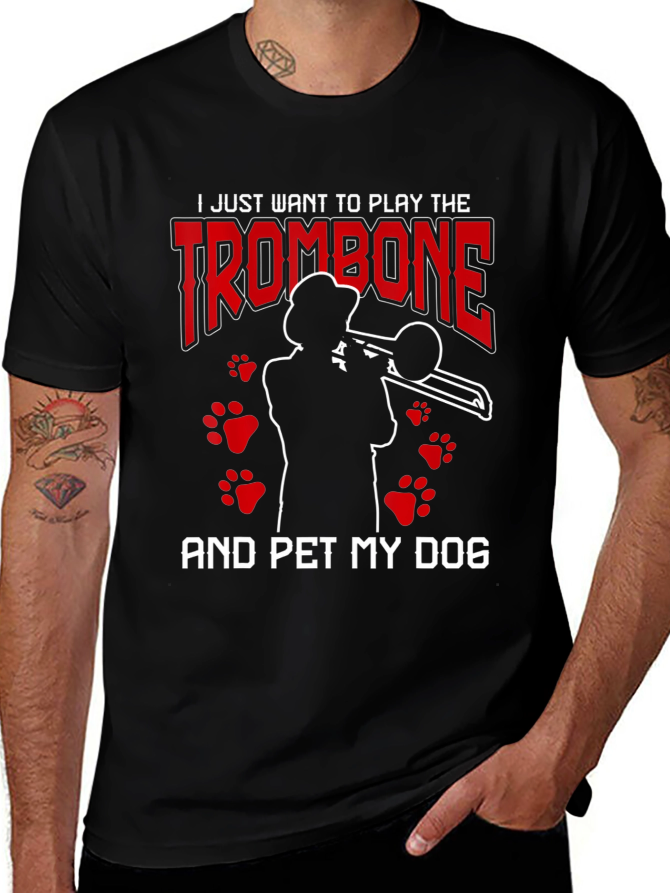 Trombone & Dog Lover Graphic Tee