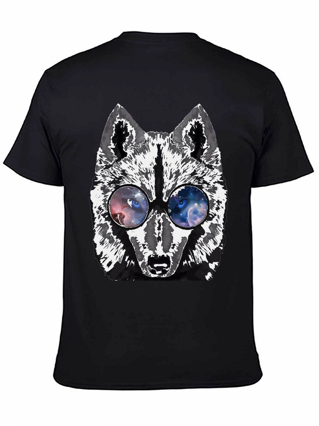 Wolf Galaxy Eyes Black T-Shirt