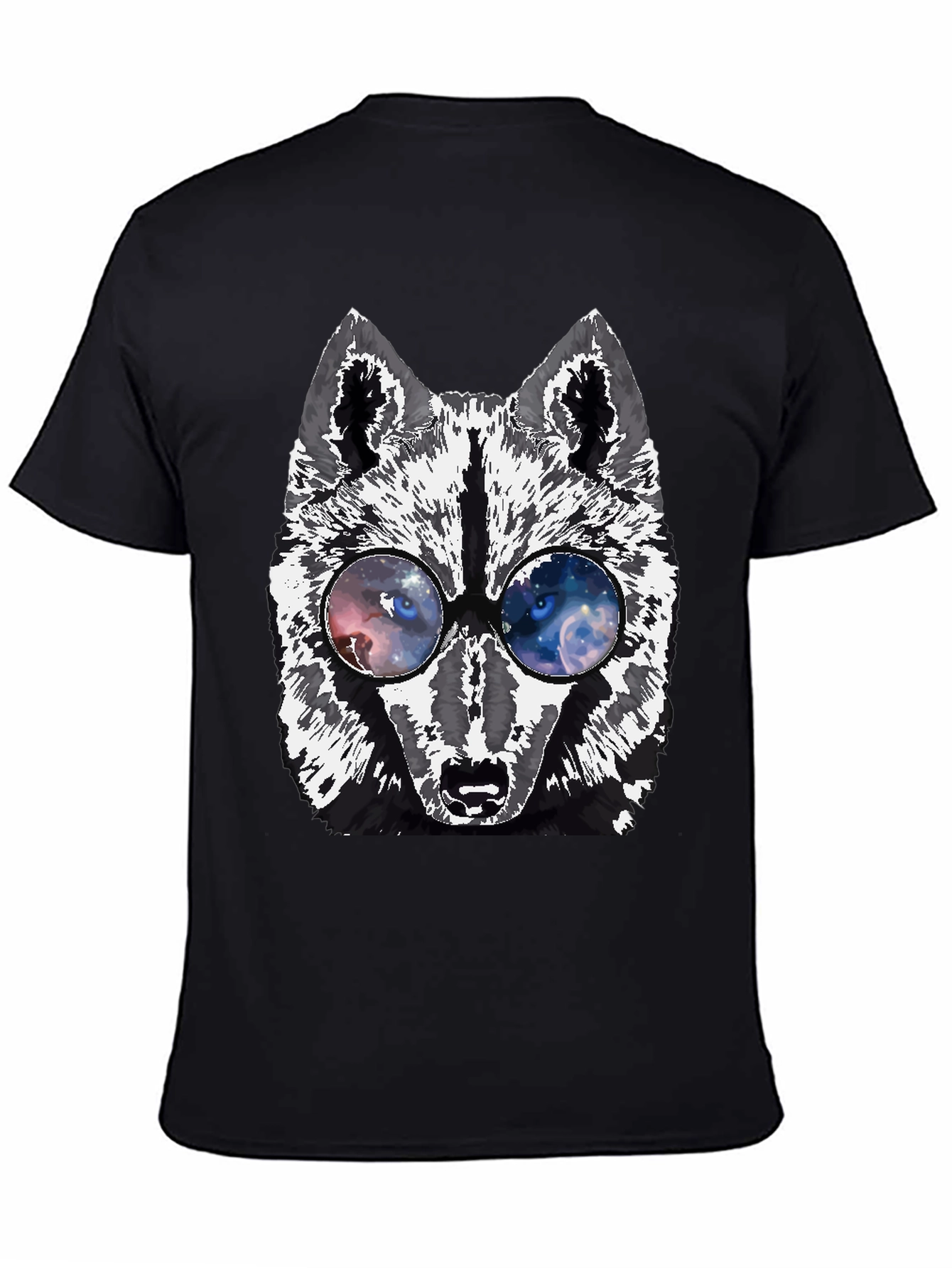 Wolf Galaxy Eyes Black T-Shirt
