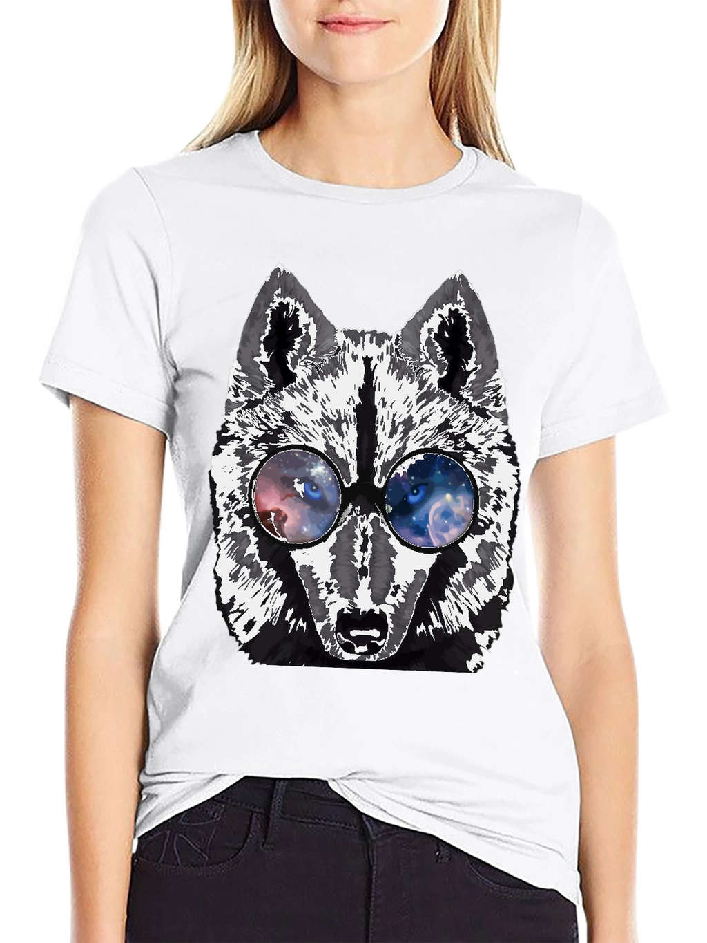 Wolf Galaxy Eyes Black T-Shirt