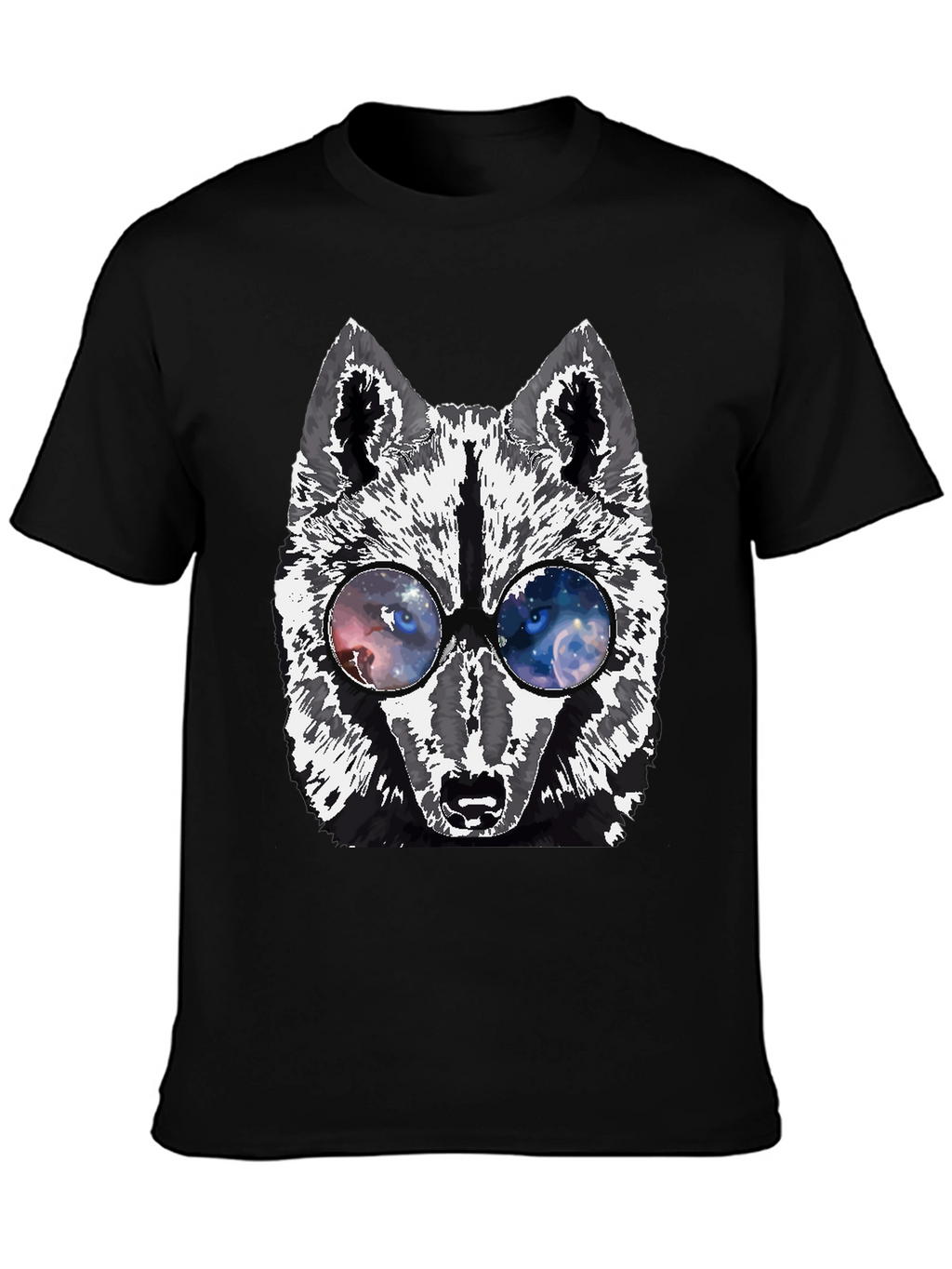 Wolf Galaxy Eyes Black T-Shirt