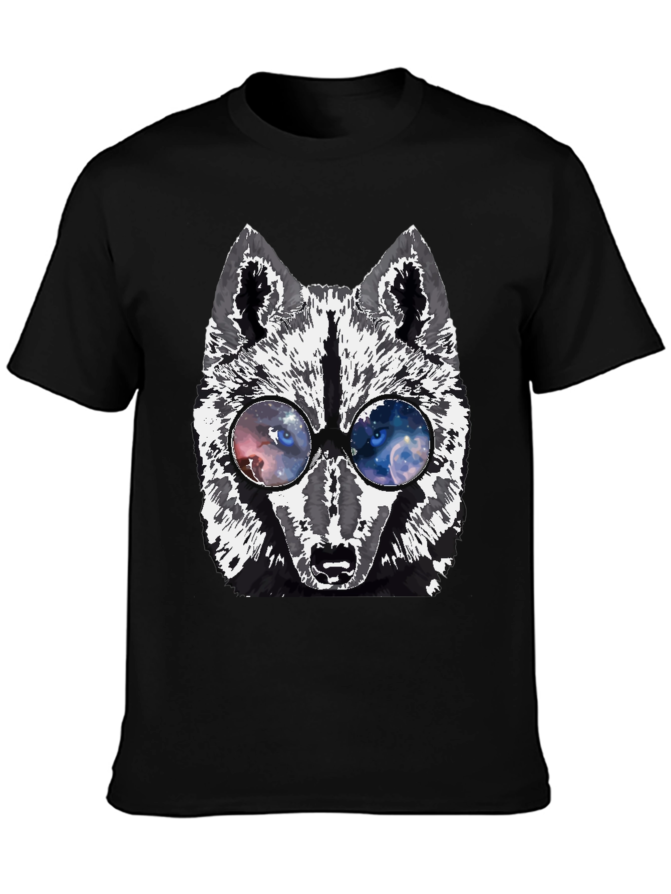 Wolf Galaxy Eyes Black T-Shirt