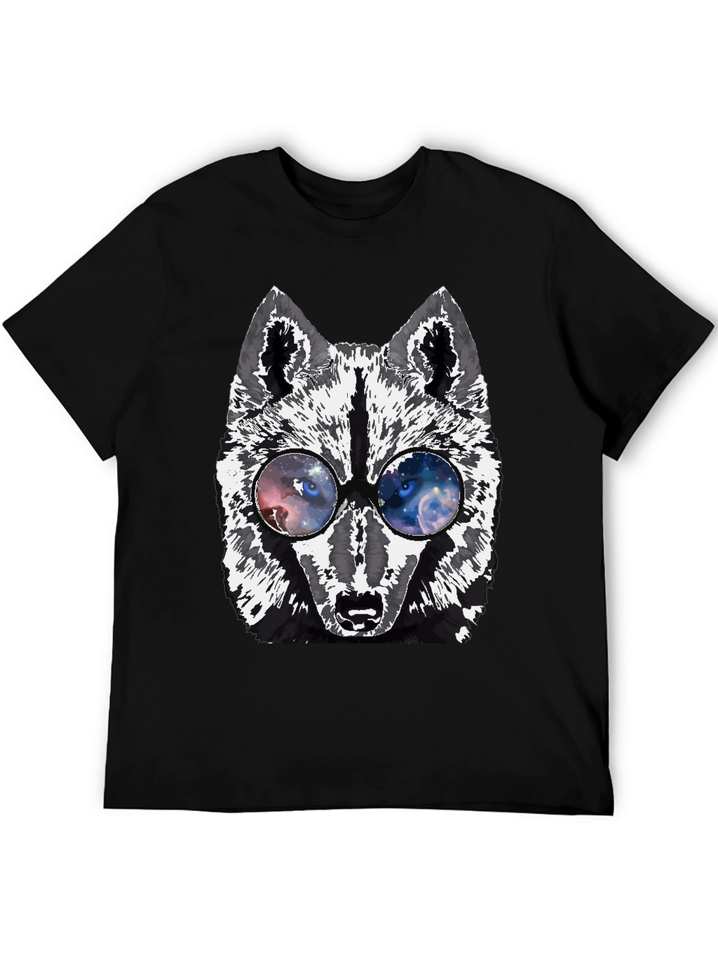 Wolf Galaxy Eyes Black T-Shirt